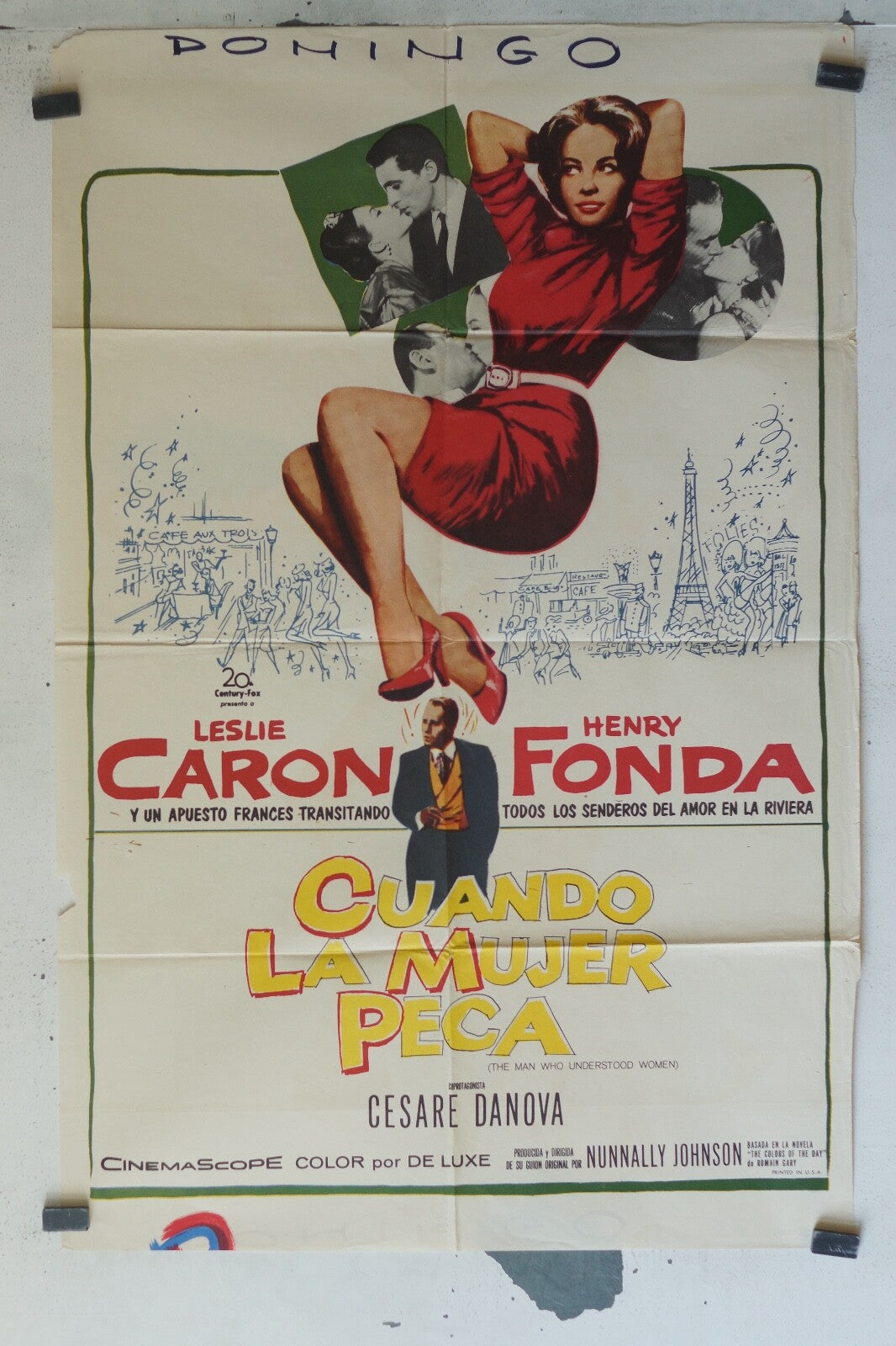 CUANDO LA MUJER PECA , 1952 ORIGINAL MOVIE POSTER70X100 LESLIE CARON, HENRY FOND