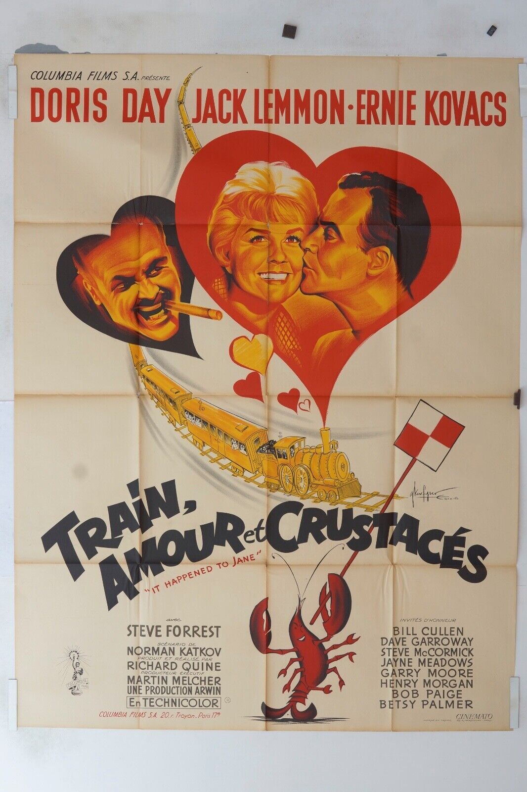 TRAIN, AMOUR ET CRUSTACÉS ORIGINAL MOVIE POSTER 120x160 DORIS DAY