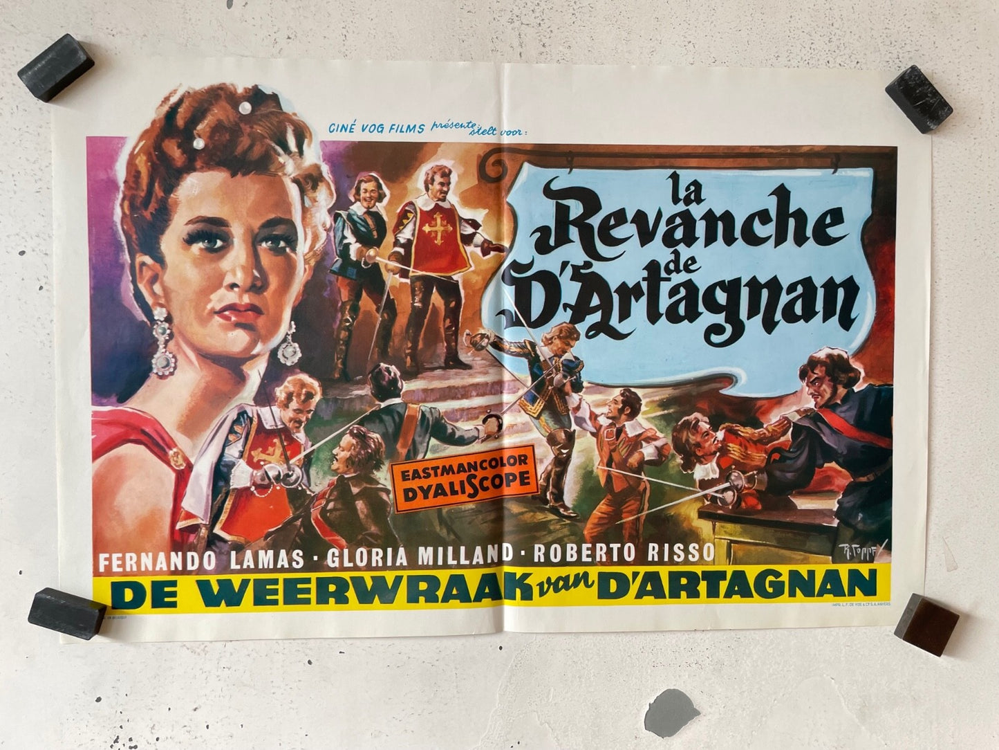 LA REVANCHE DE D’ARTAGNAN, BELGIUM MOVIE POSTER 33X55 FERNADO LAMAS, GLORIA MILL