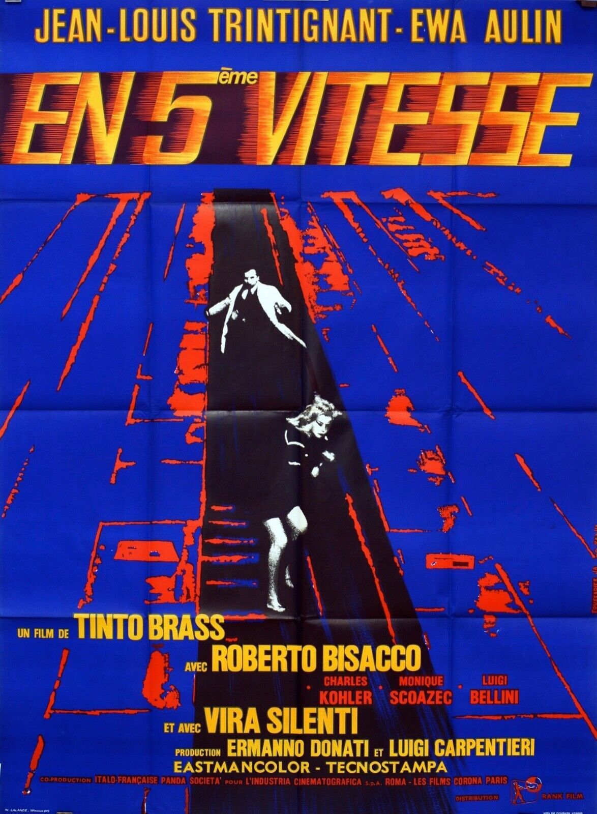 EN 5 EME VITESSE MOVIE POSTER ORIGINAL 120x160 JEAN-LOUIS TRINTIGNANT