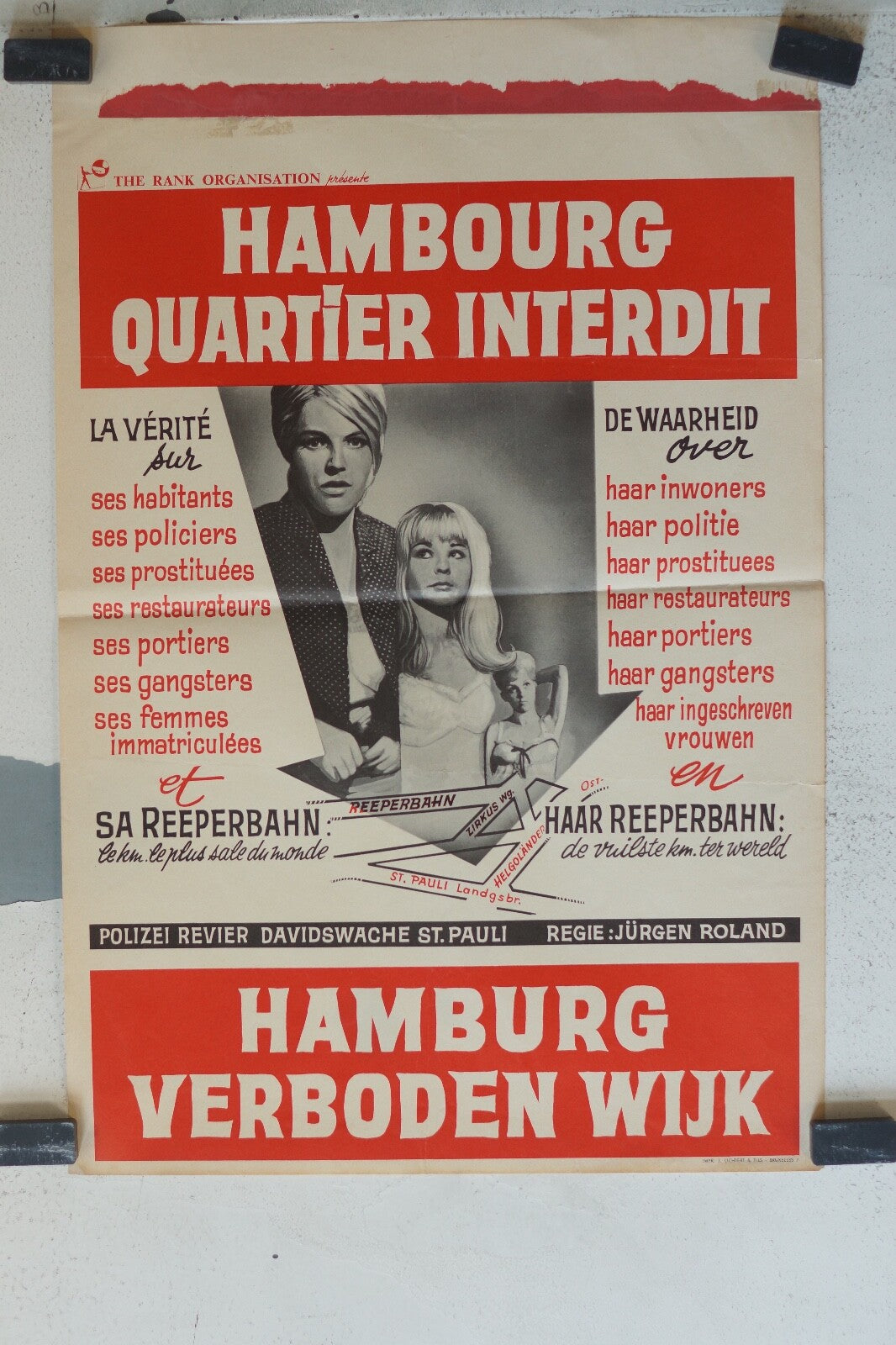 HAMBOURG QUARTIER INTERDIT, BELGE POSTER ORIGINAL 35X55