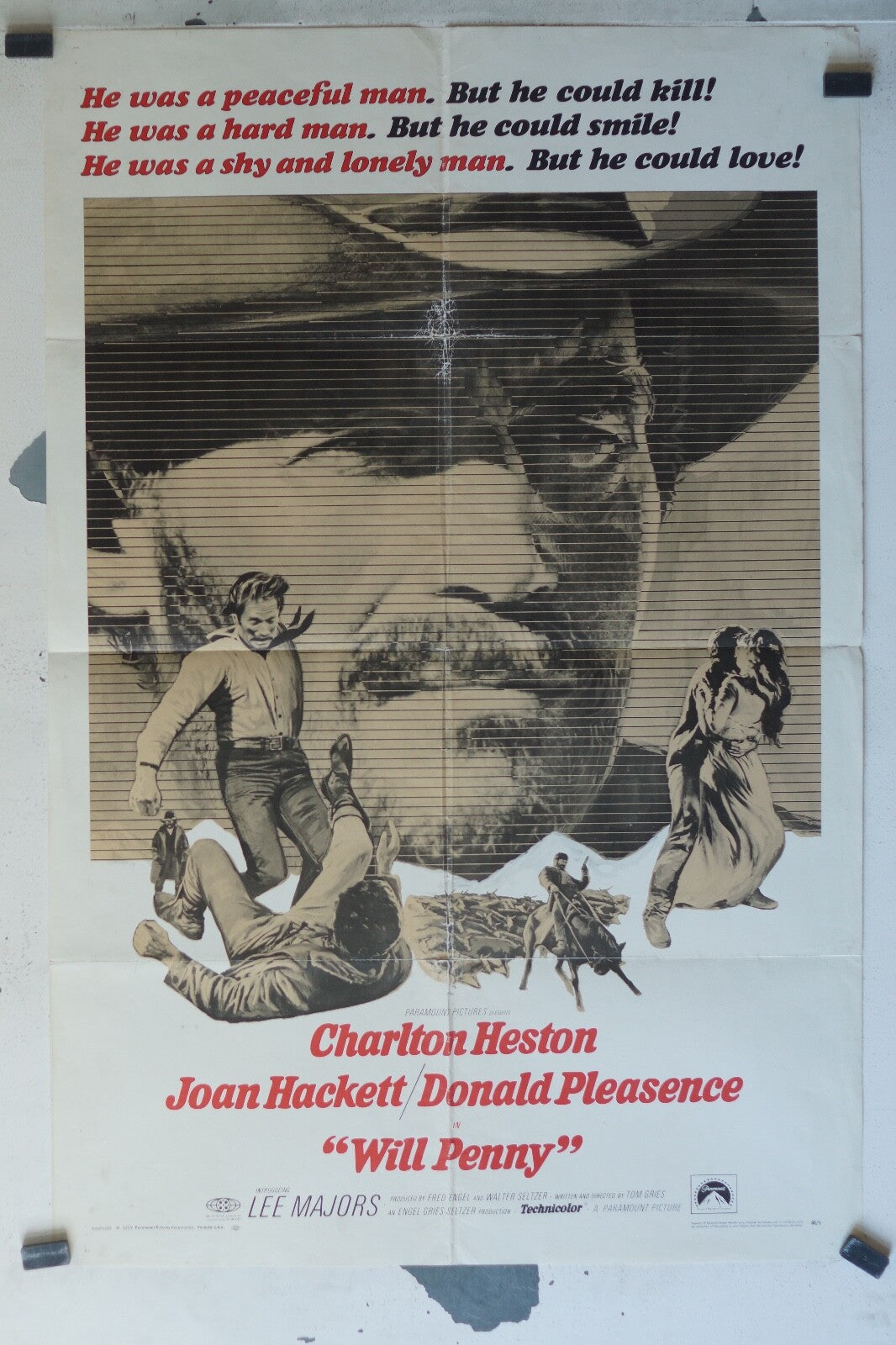 WILL PENNY MOVIE POSTER 68x105 Charlton Heston , Joan Hackett