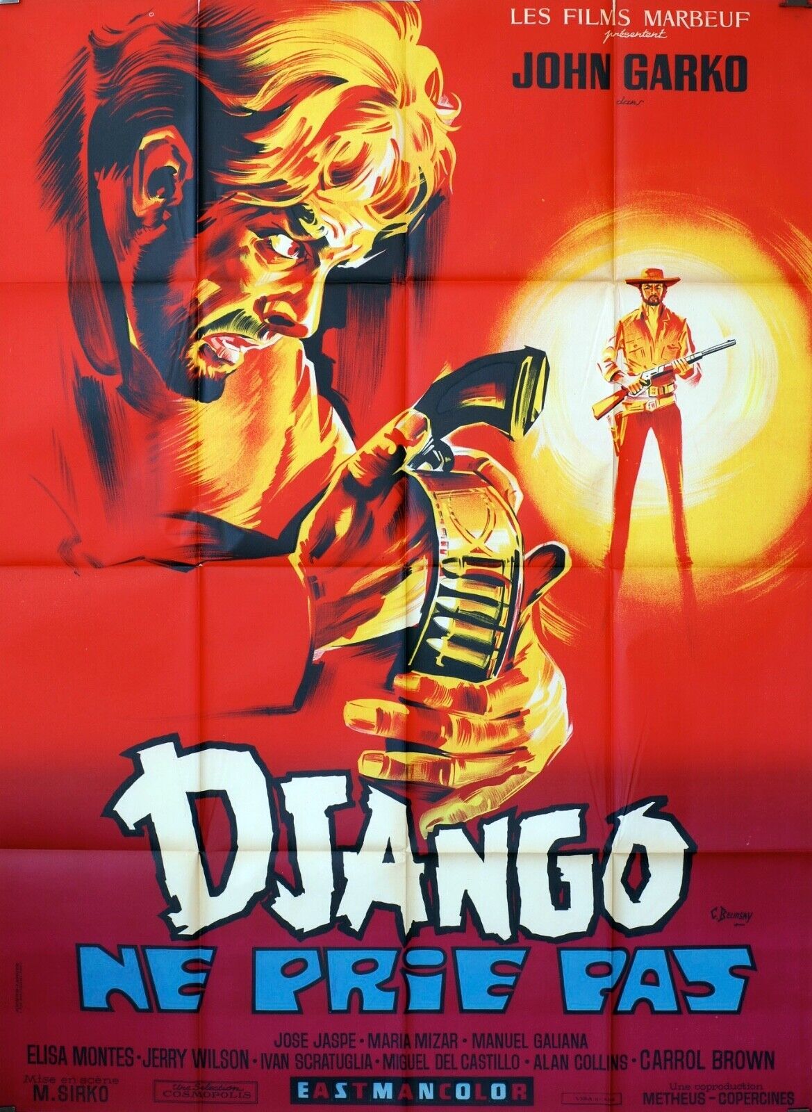 DJANGO NE PRIE PAS MOVIE POSTER ORIGINAL 120x160 JOHN GARKO