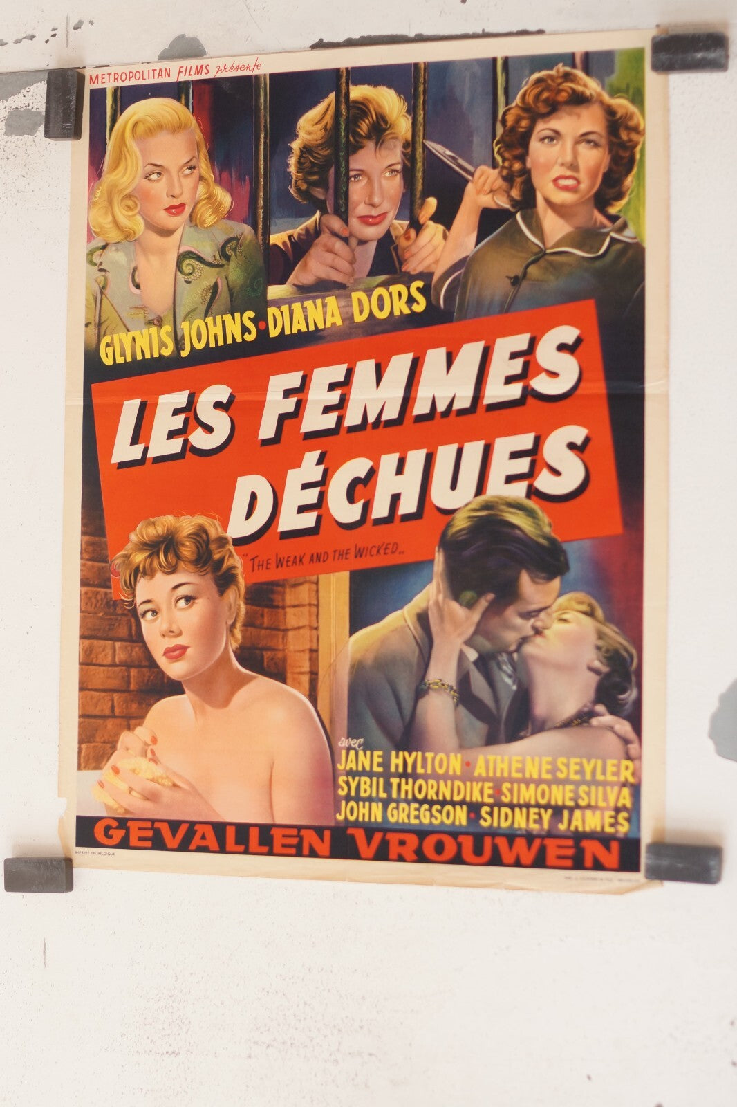 LES FEMMES DÉCHUES MOVIE POSTER ORIGINAL BELGE (30X55), Glynis Johns