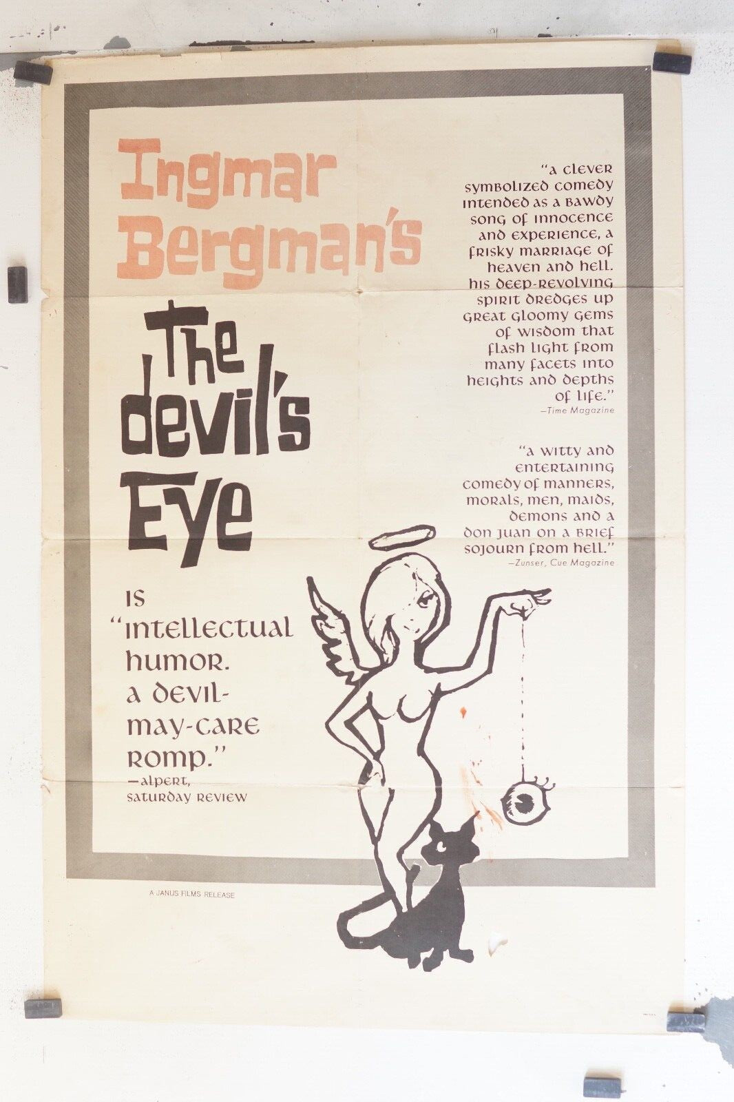 THE DEVIL’S EYE ORIGINAL POSTER 69x103, Ingmar Bergman’s