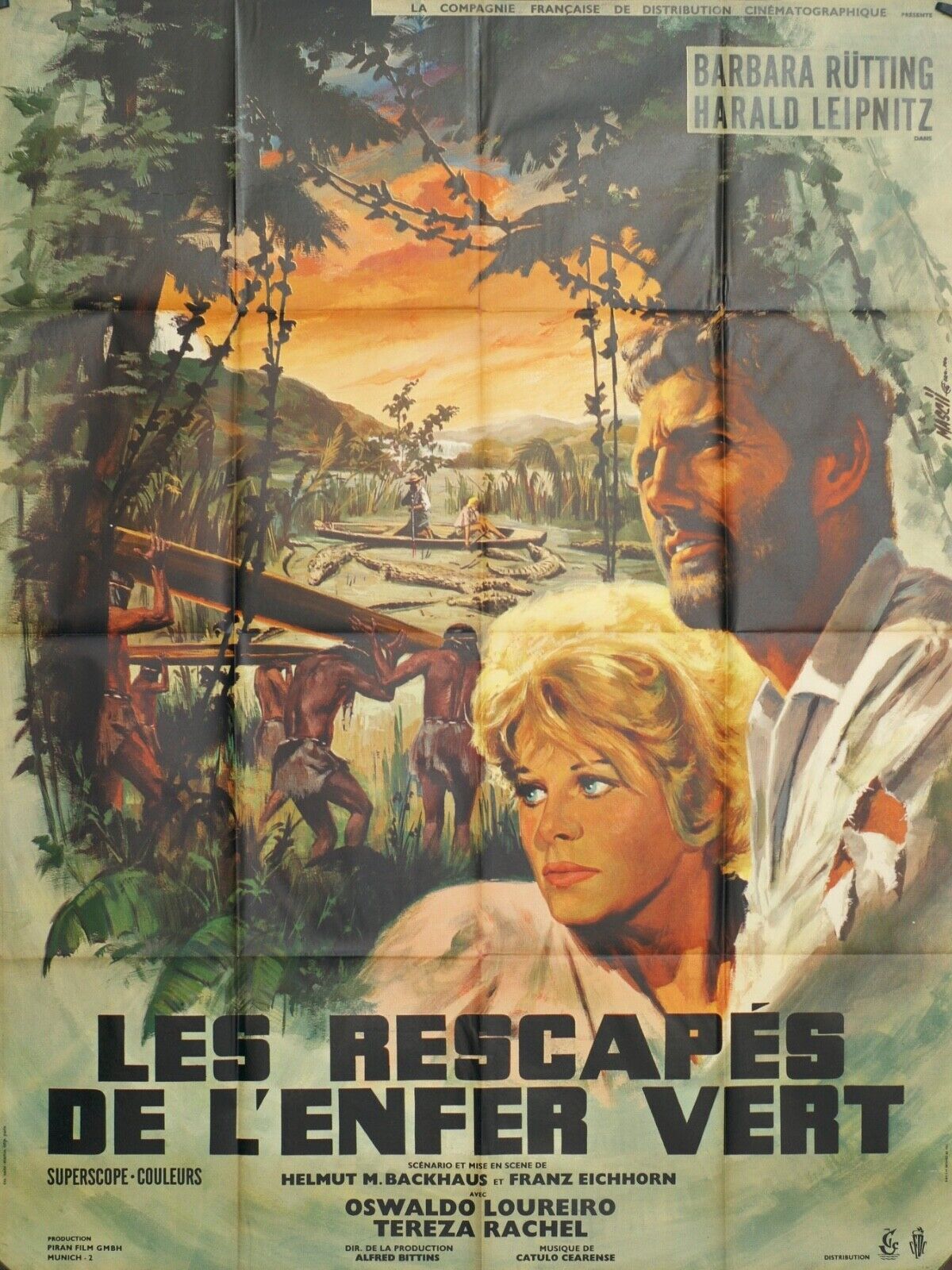 LES RESCAPÉS DE L’ENFER VERT POSTER ORIGINAL 120x160 OSWALDO LOUREIRO