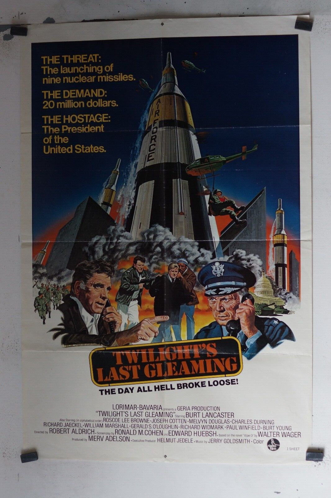 TWILIGHT’S LAST GLEAMING movie poster ORIGINAL (69x103), Burt Lancaster
