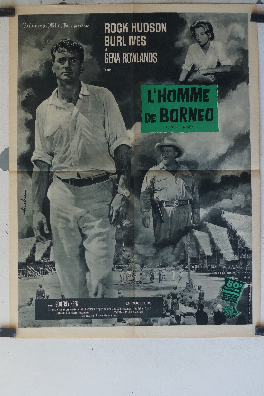 HOMME DE BORNEO (L’) POSTER ORIGINAL 60x80 Rock Hudson , Burl Ives