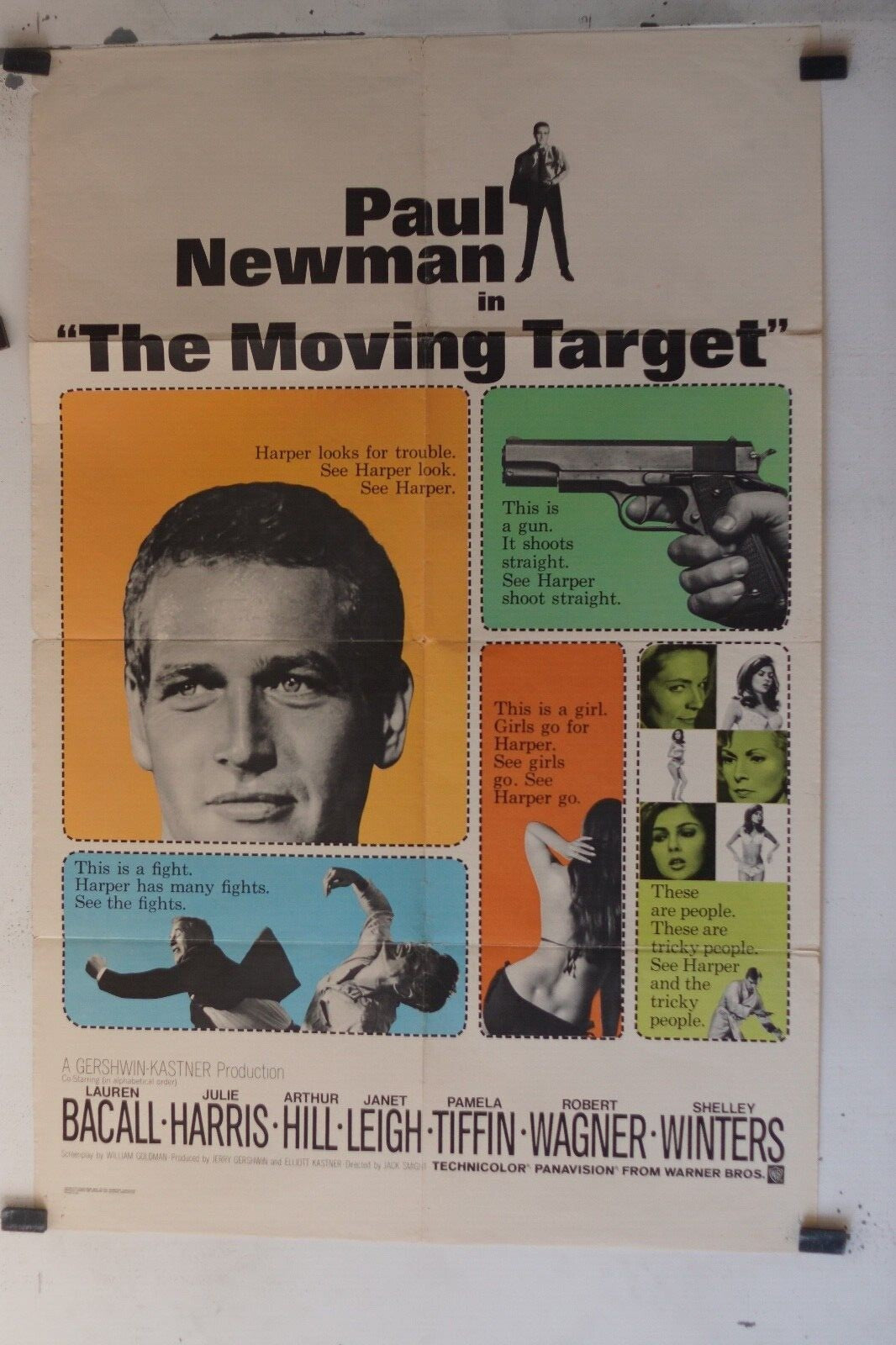 THE MOVING TARGET POSTER ORIGINAL 69x103 Jack Smight, Paul newman