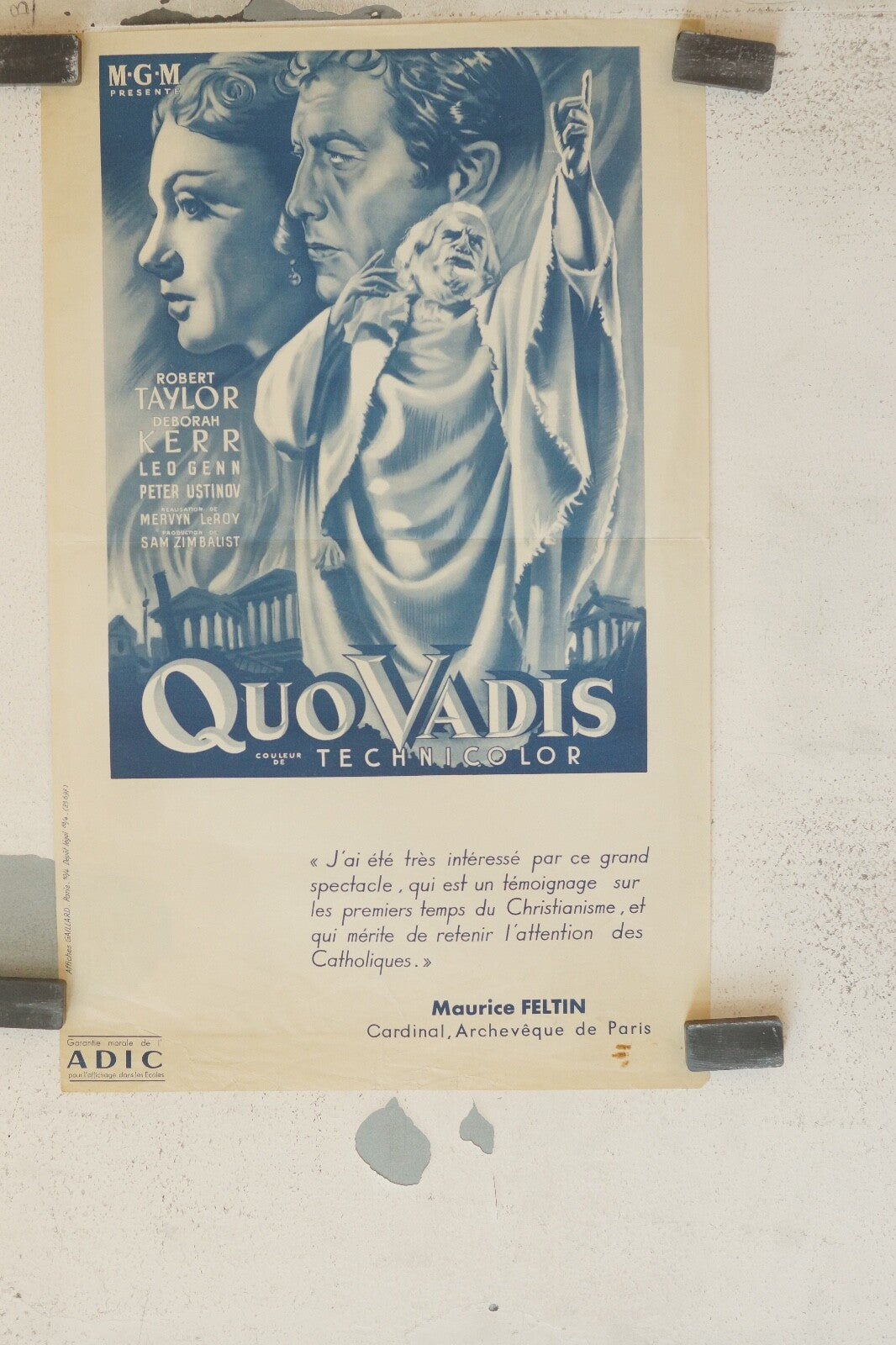 QUO VADIS (27X43) MOVIE POSTER ORIGINAL 45X56 ROBERT TAYLOR, DEBORAH KERR