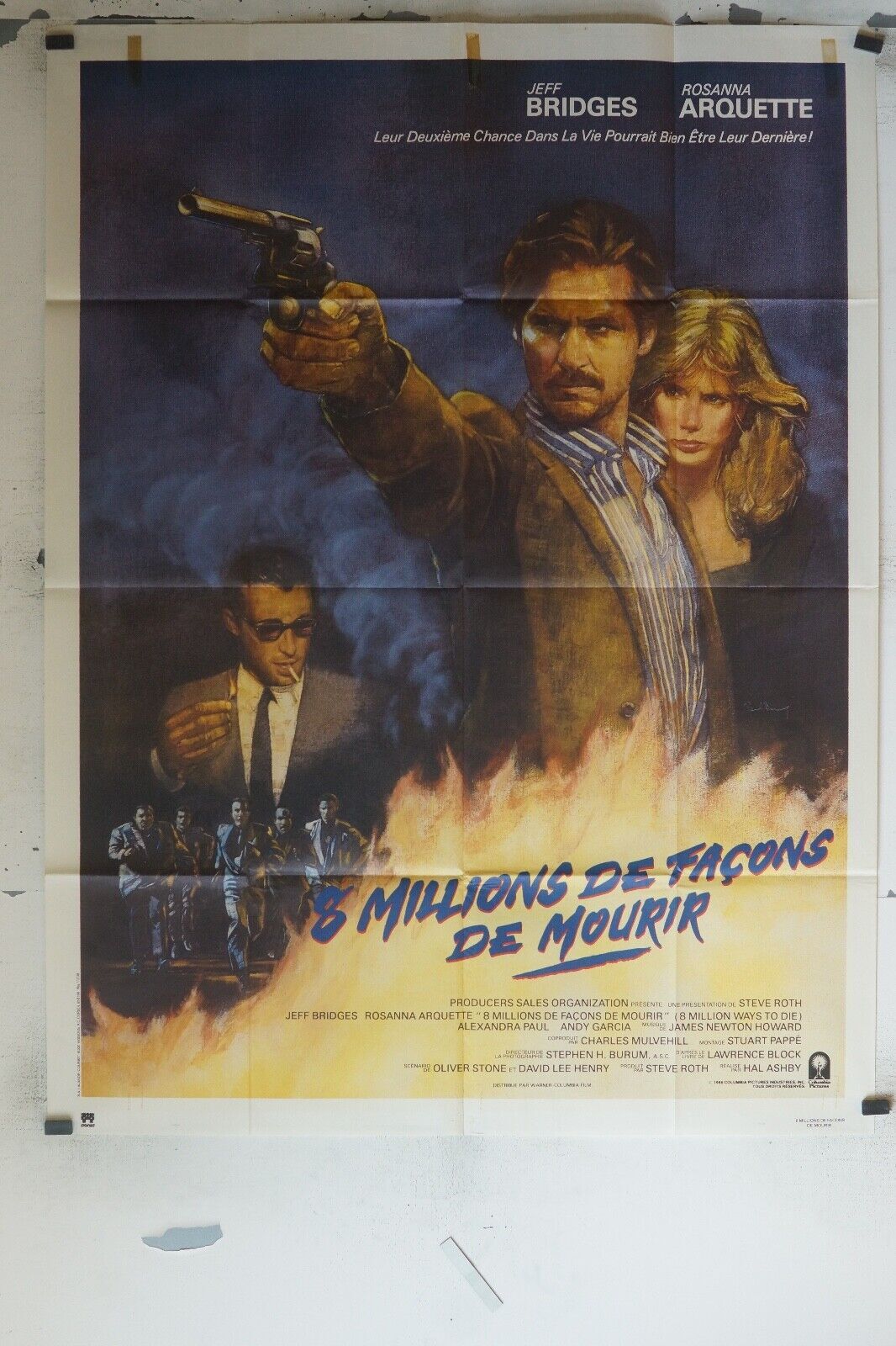 8 MILLIONS DE FAÇONS DE MOURIR MOVIE POSTER ORIGINAL 120x160 JEFF BRIDGES