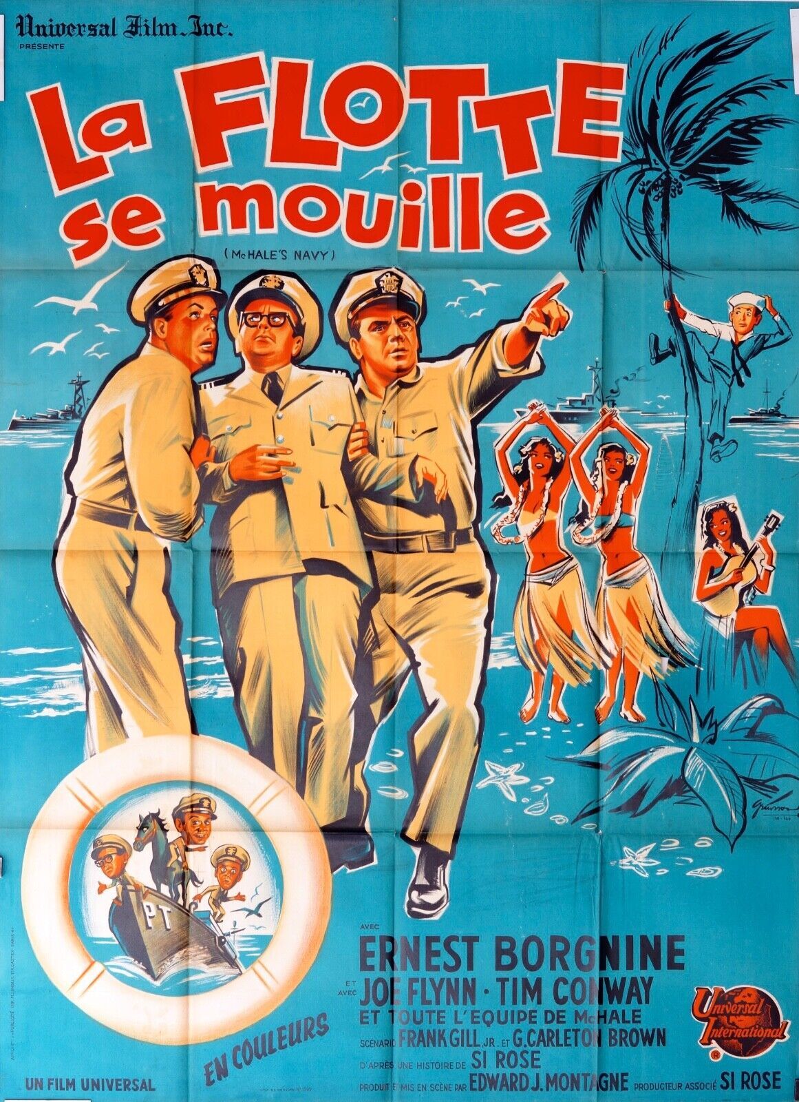 LA FLOTTE SE MOUILLE POSTER ORIGINAL 120x160 ERNEST BORGNINE