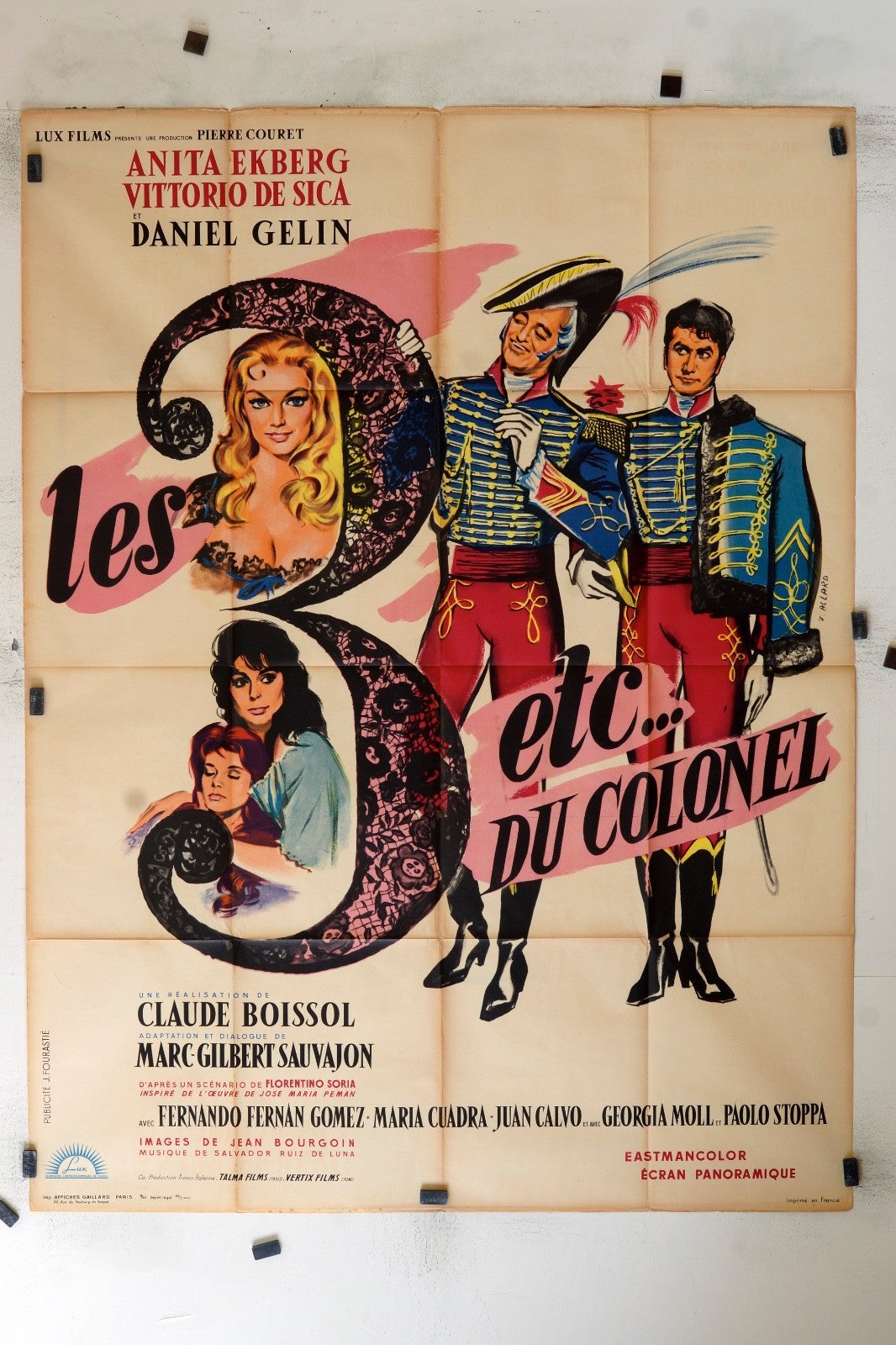 LES 3 DU COLONEL ETC… ANITA EKBERG MOVIE POSTER ORIGINAL 120x160