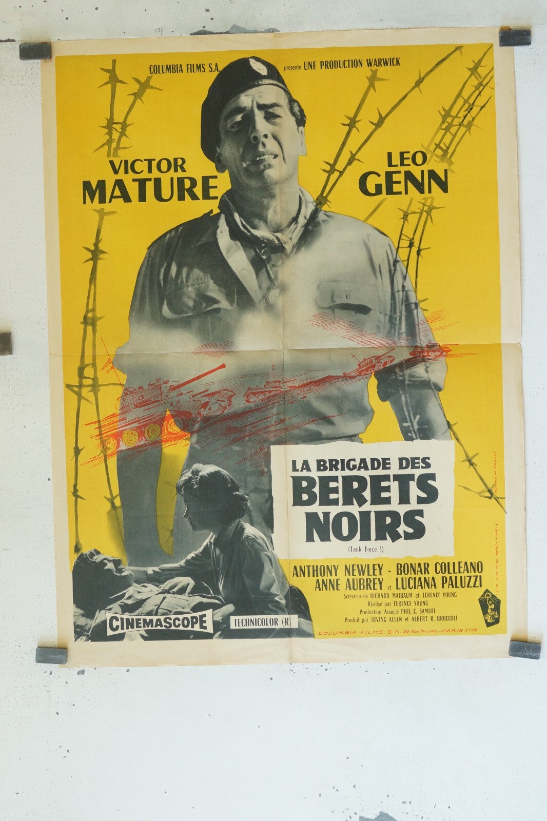 LA BRIGADE DES BÉRETS NOIRS MOVIE POSTER ORIGINAL (60X80) VICTOR MATURE- LEO
