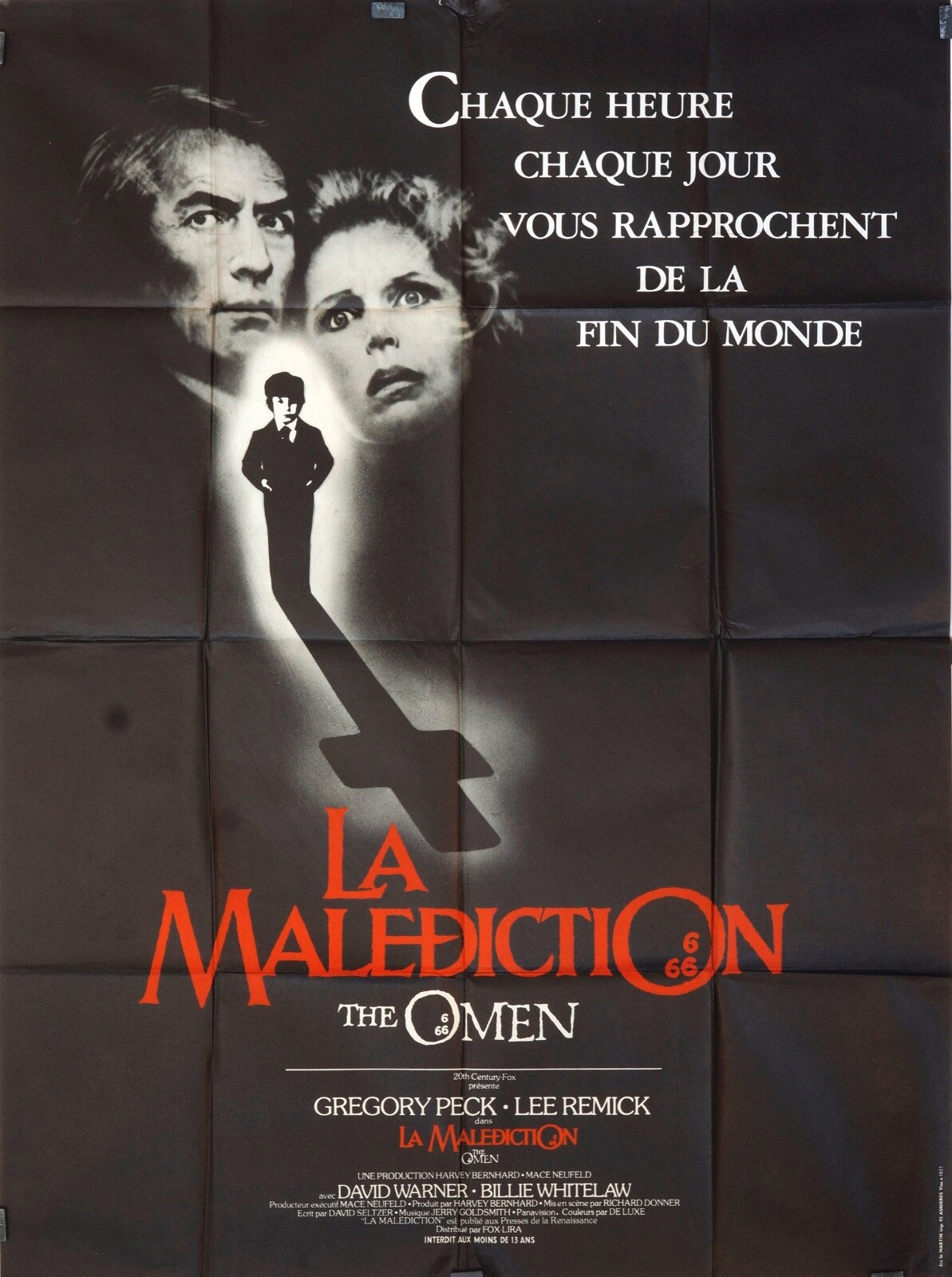 LA MALÉDICTION, THE OMEN GREGORY PECK MOVIE POSTER ORIGINAL 120x160