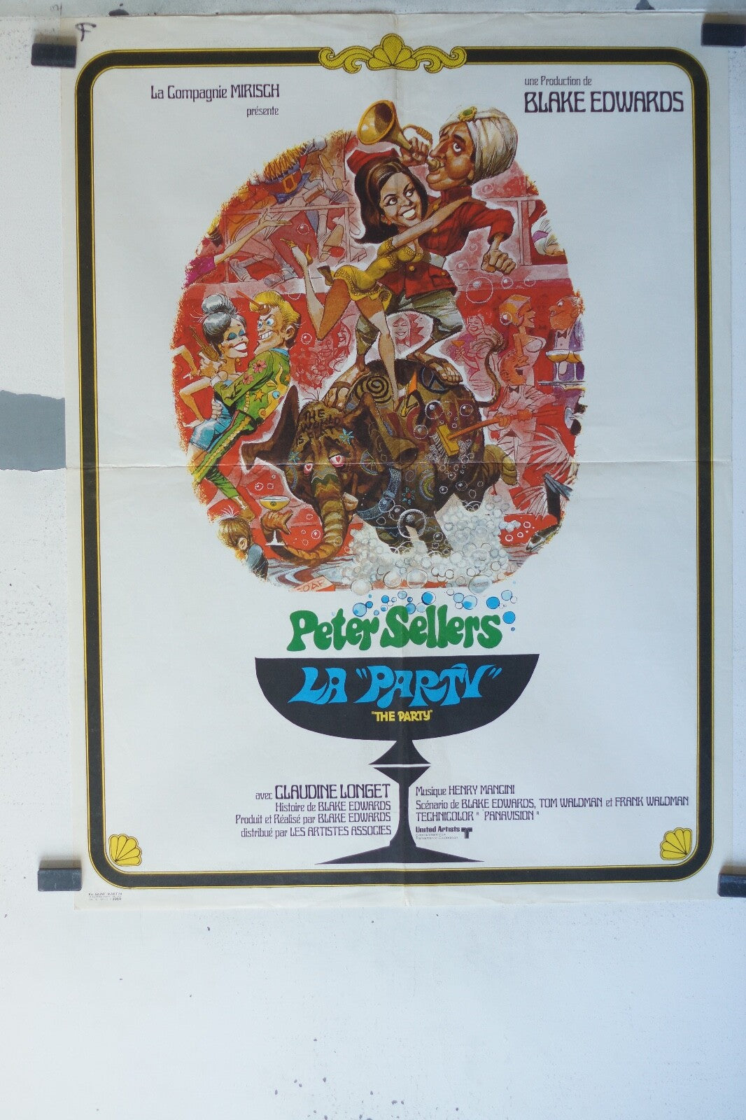 LA « PARTY » movie poster ORIGINAL 60x80 Peter Sellers , Claudine Longet