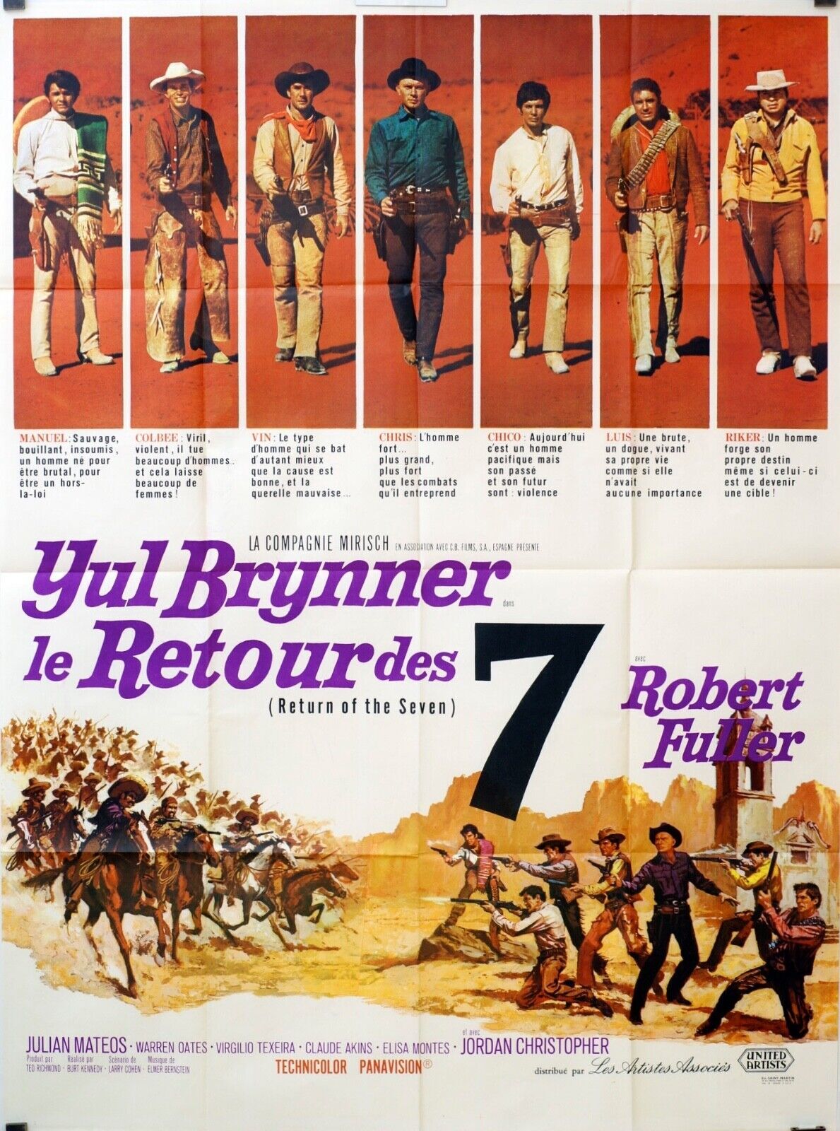 LE RETOUR DES 7 MERCENAIRES ORIGINAL 120x160 PAUL JOHN