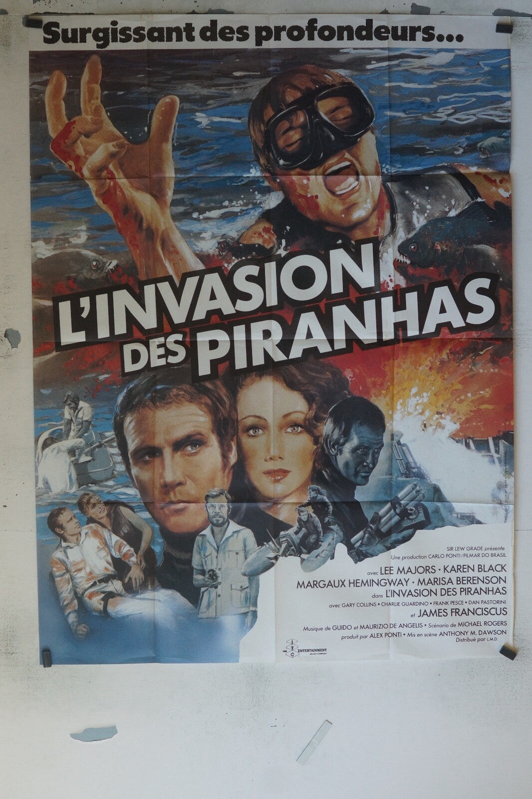 L’INVASION DES PIRANHAS MOVIE POSTER ORIGINAL 120x160 LEE MAJORS