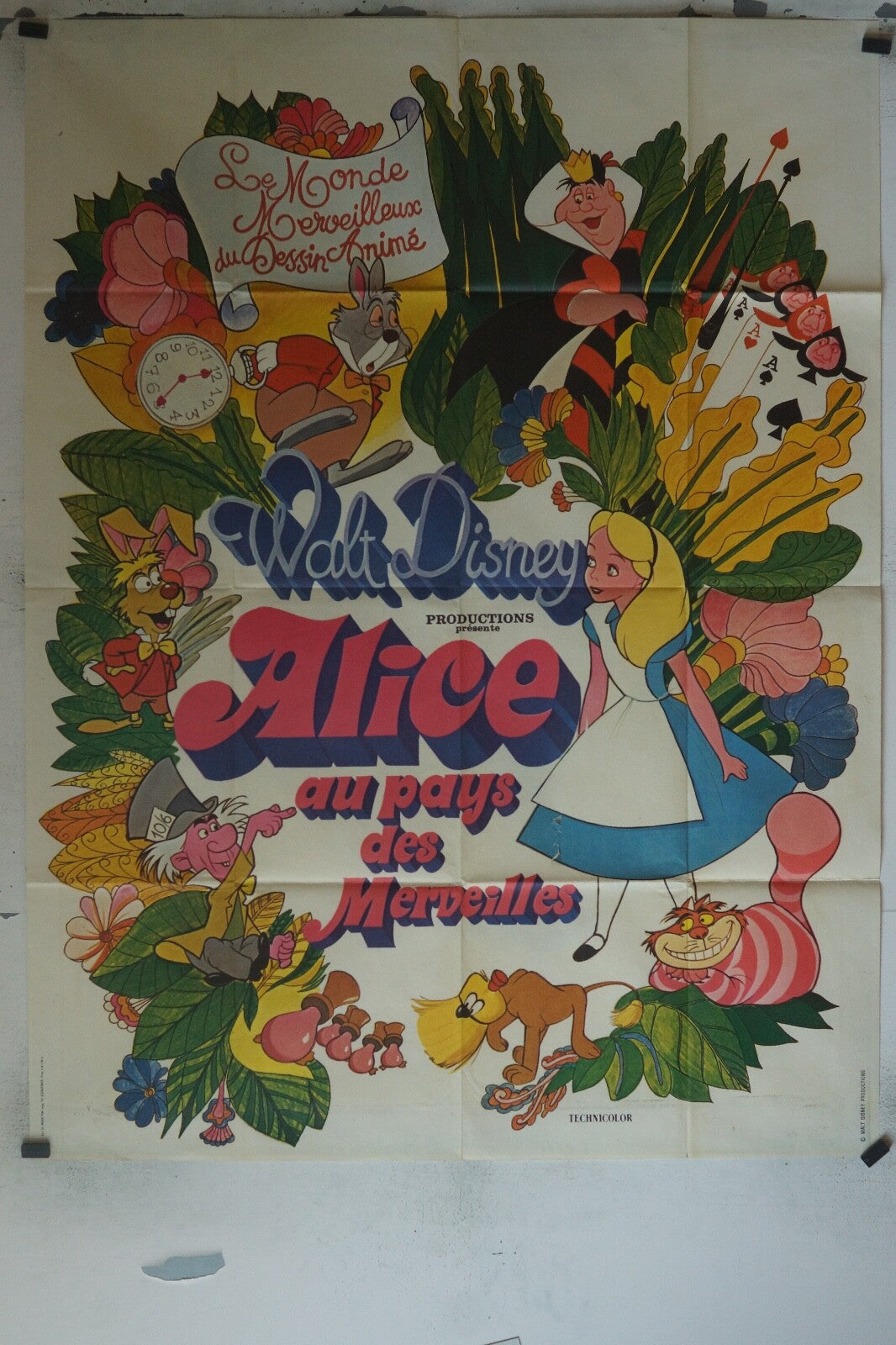 ALICE AU PAYS DES MERVEILLES POSTER ORIGINAL 120x160 WALT DISNEY