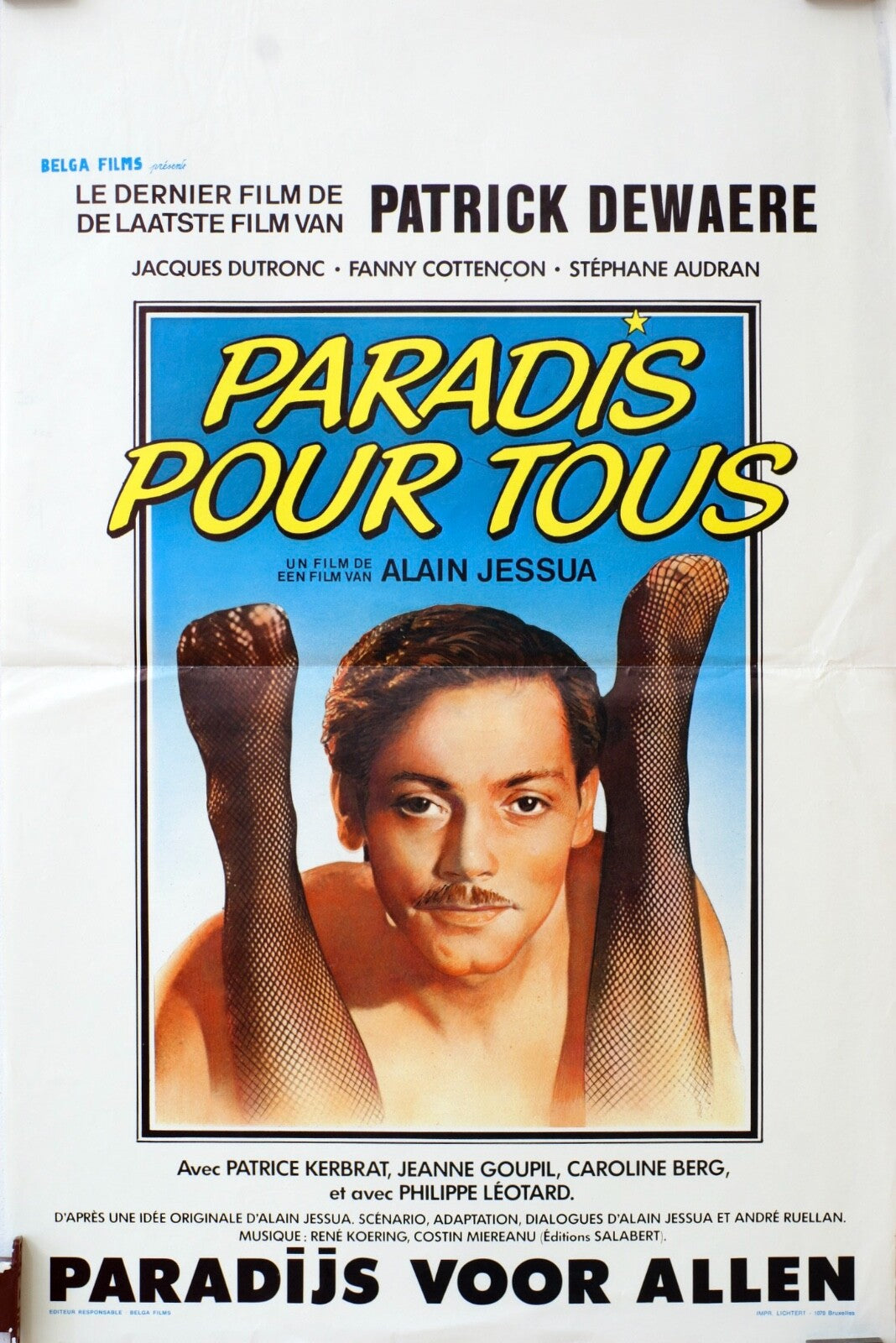 PARADIS POUR TOUS, BELGIAN MOVIE POSTER ORIGINAL, PATRICK DEWAERE