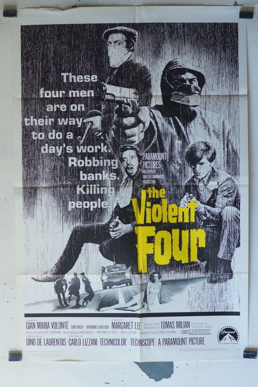 THE VIOLENT FOUR MOVIE POSTER ORIGINAL 68x100 Don Backy , Ray Lovelock