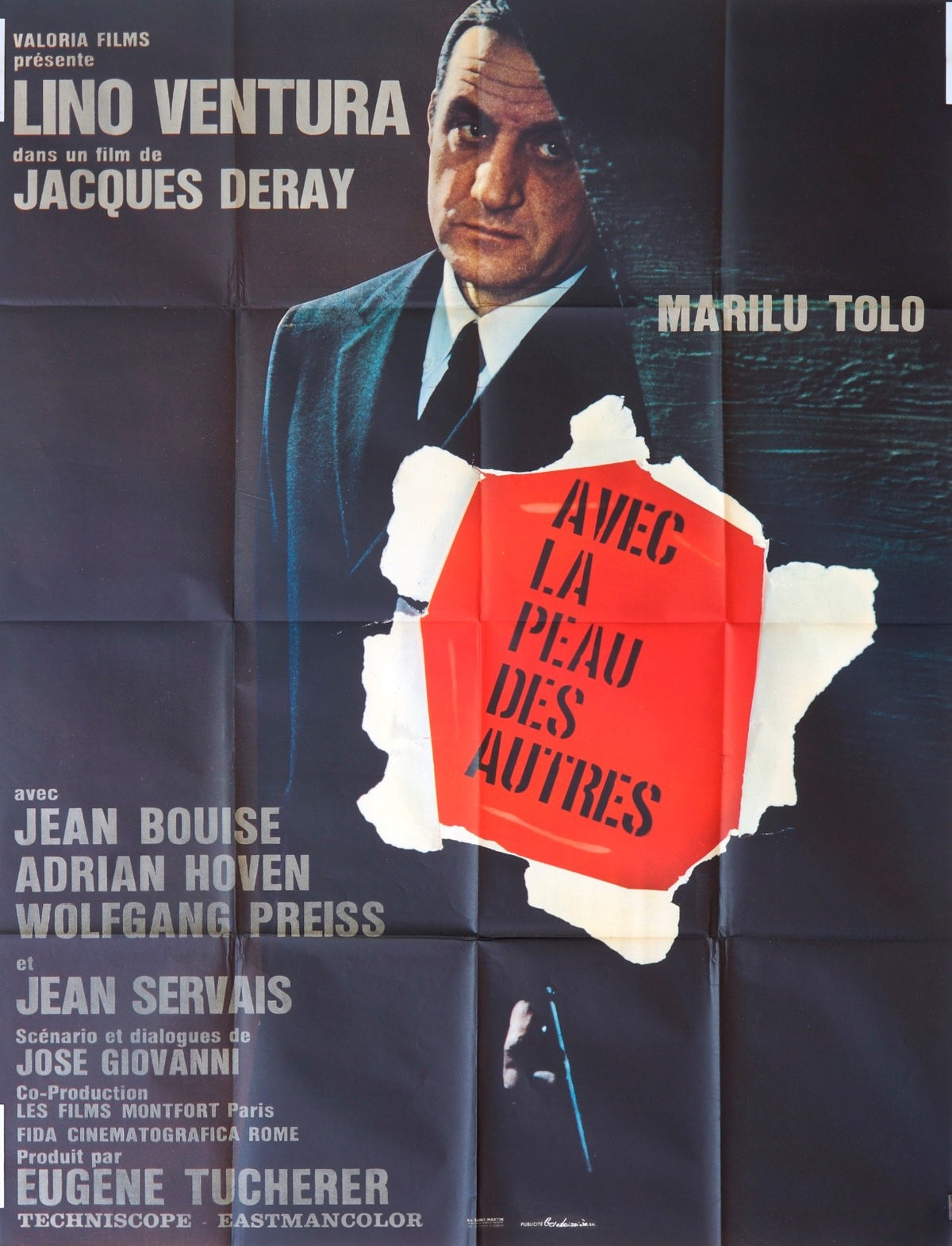 AVEC LA PEAU DES AUTRES LINO VENTURA MOVIE POSTER ORIGINAL 120x160