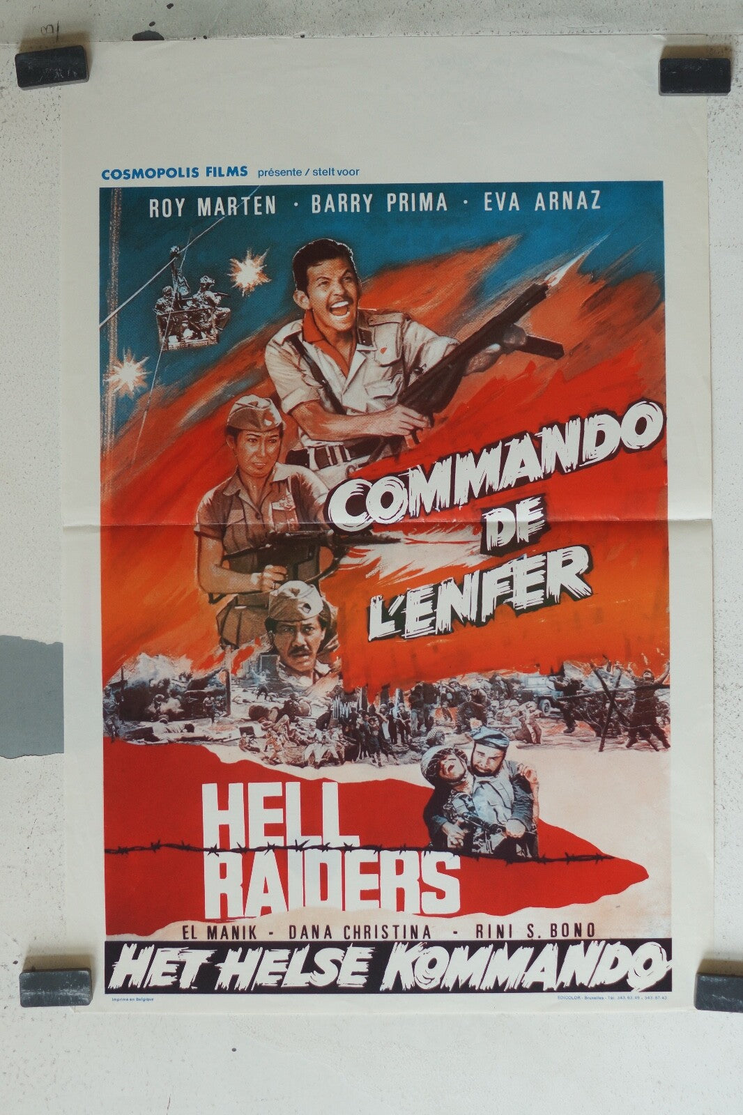 COMMANDO DE L’ENFER ORIGINAL MOVIE POSTER 55X37 Barry Prima , Eva Arnaz
