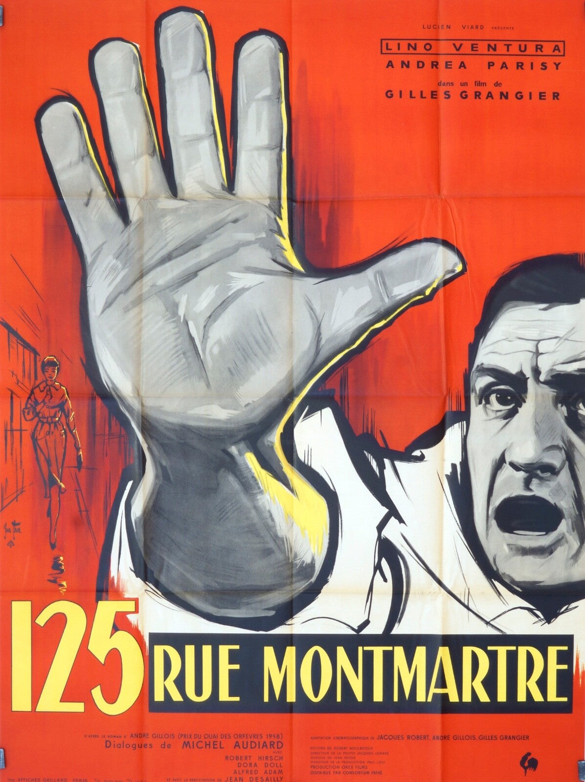 125 RUE MONTMARTRE POSTER ORIGINAL 120x160 LINO VENTURA