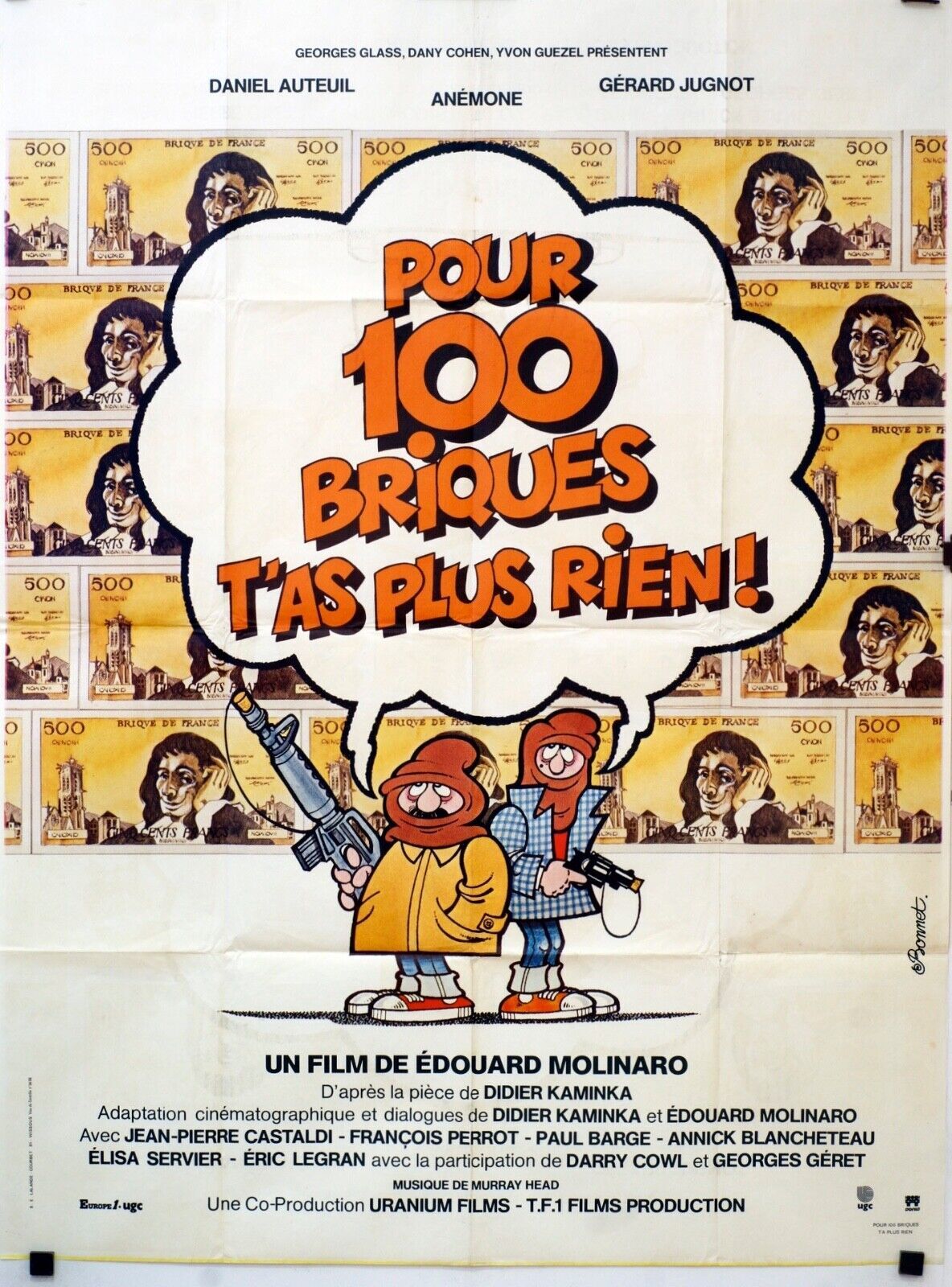 POUR 100 BRIQUES T’AS PLUS RIEN ! MOVIE POSTER ORIGINAL 120x160 JEAN-PIERRE