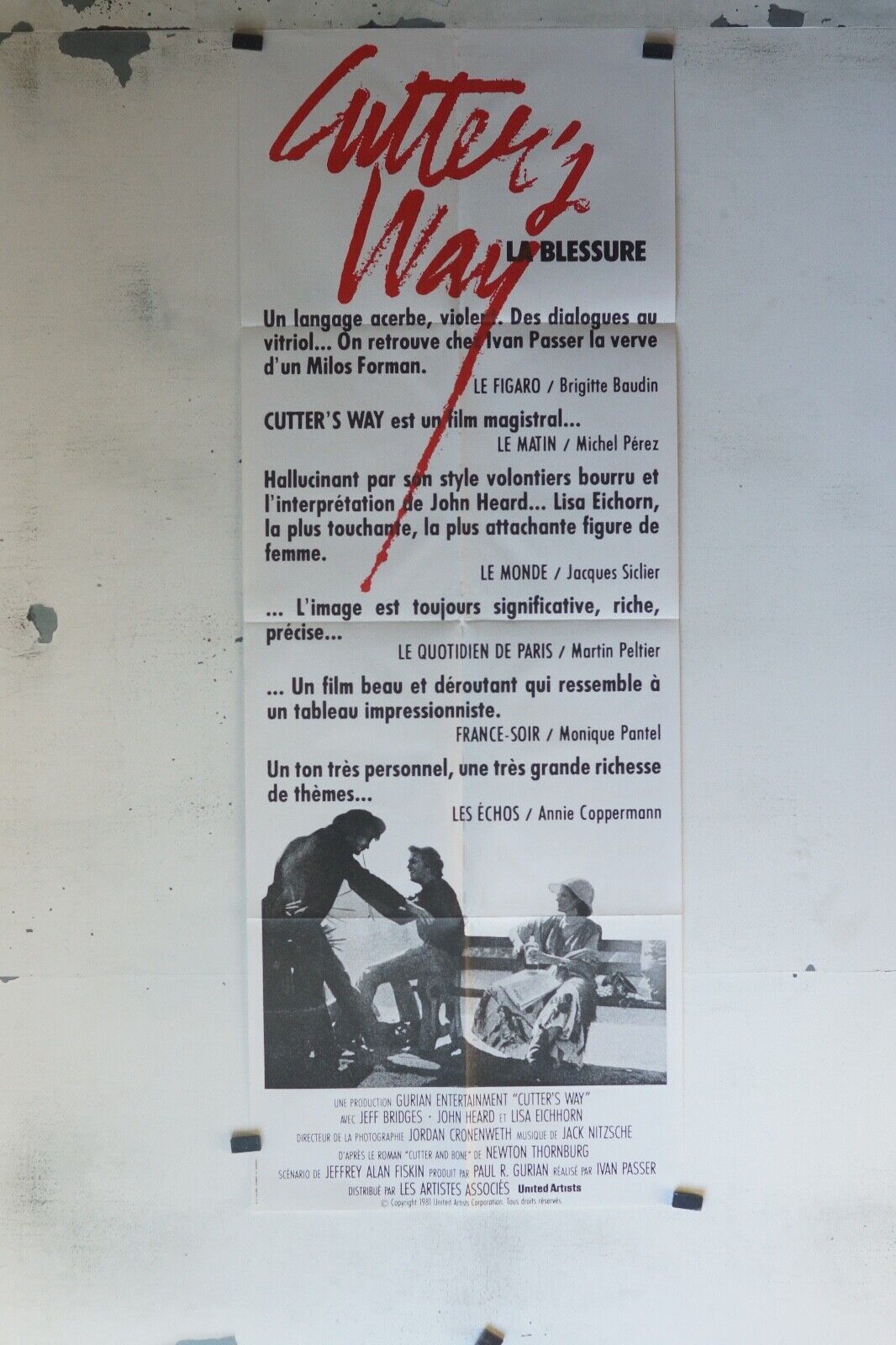 CUTTERY WAY MOVIE POSTER ORIGINAL 60x160 JEFF BRIDGES