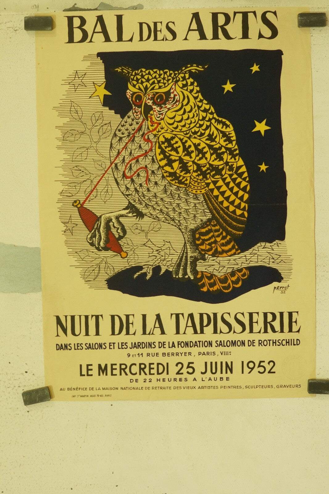 « NUIT DE LA TAPISSERIE » 1952, DE PERROT POSTER ORIGINAL (40X60) ROB LOWE