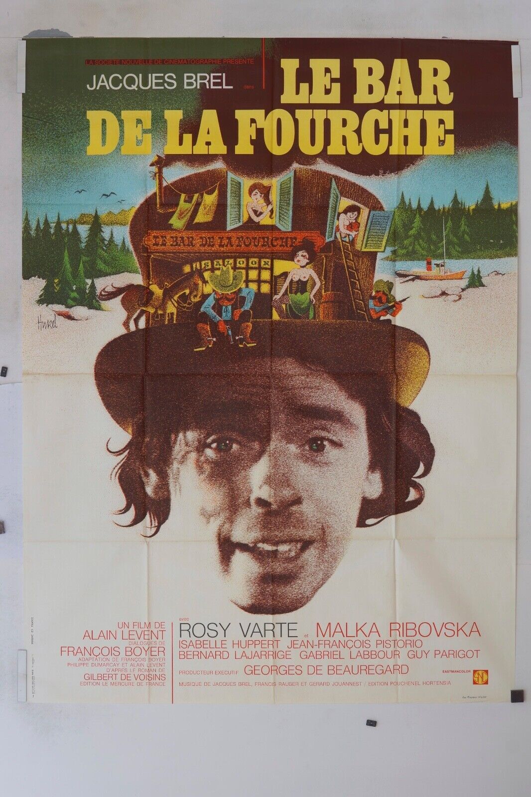 LE BAR DE LA FOURCHE MOVIE POSTER ORIGINAL 120x160 JACQUES BREL