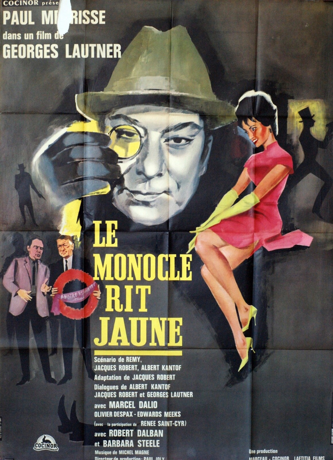 LE MONOCLE RIT JAUNE MOVIE POSTER ORIGINAL (120X160) GEORGES LAUTNER