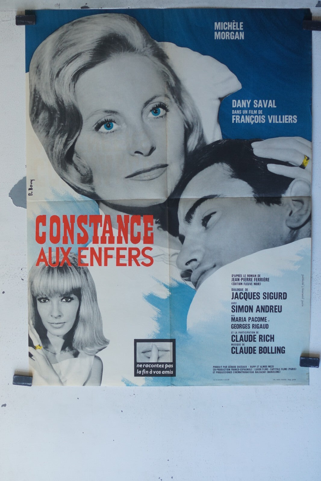 CONSTANCE AUX ENFERS MOVIE POSTER ORIGINAL (60X80), MICHELE MORGAN