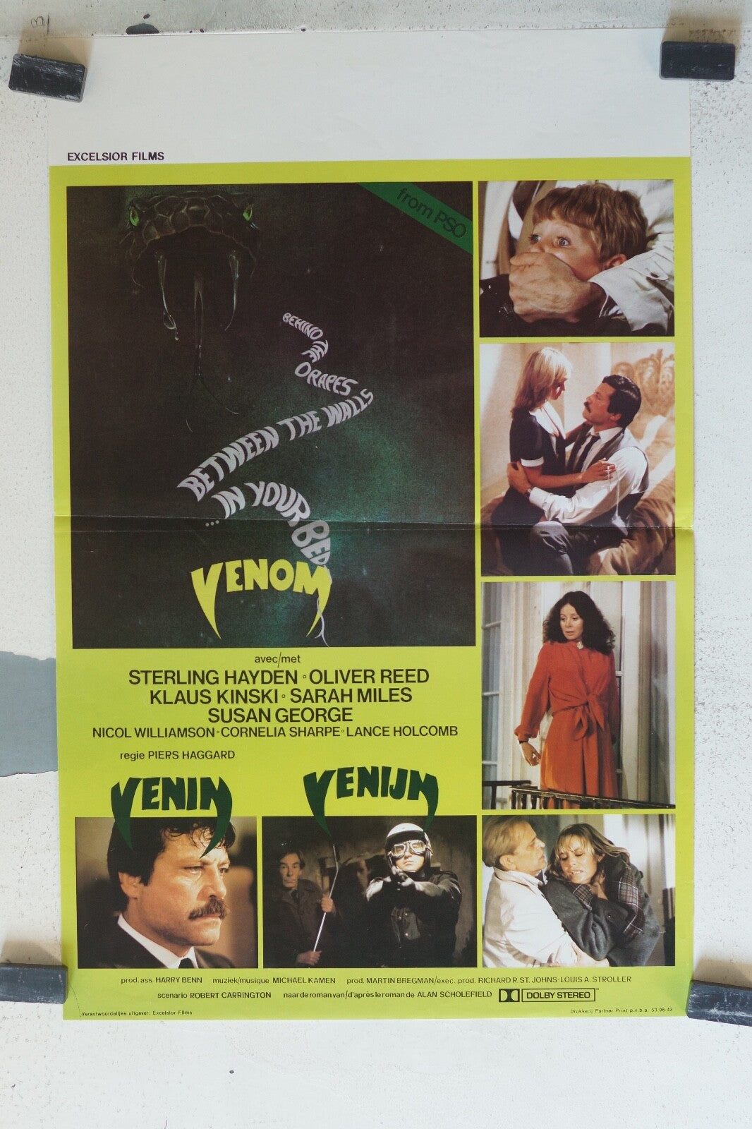 VENOM (belge) MOVIE POSTER ORIGINAL 53x36 Sterling Hayden , Oliver reed