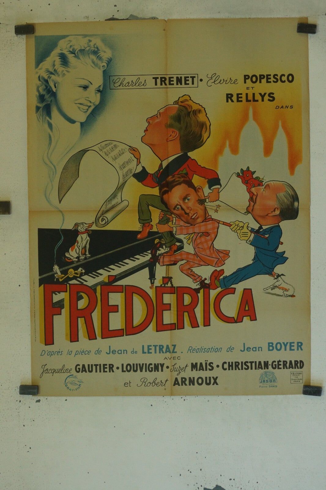 FREDERICA MOVIE POSTER ORIGINAL (60X80) CHARLES TRENET, ELVIRE POPOESCO