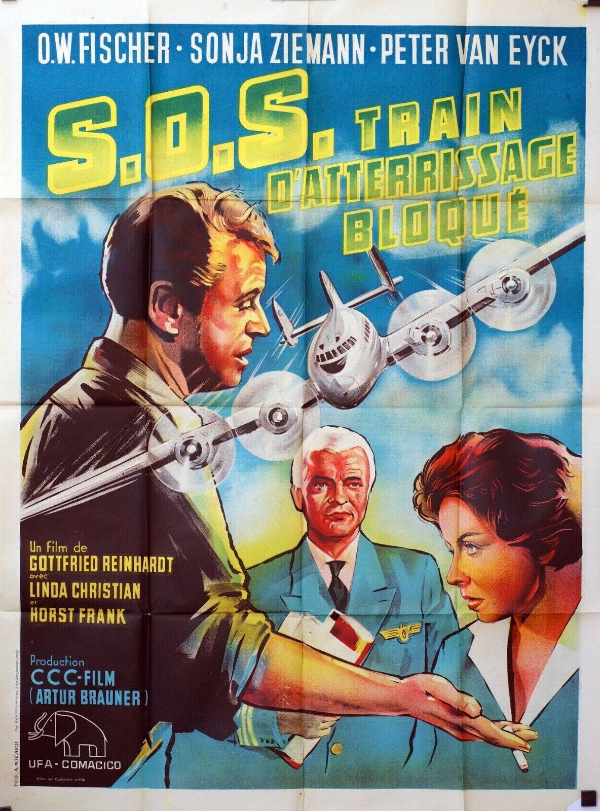 S.O.S TRAIN D’ATTERISSAGE BLOQUÉ MOVIE POSTER ORIGINAL (120X160)LINDA CHRISTIAN