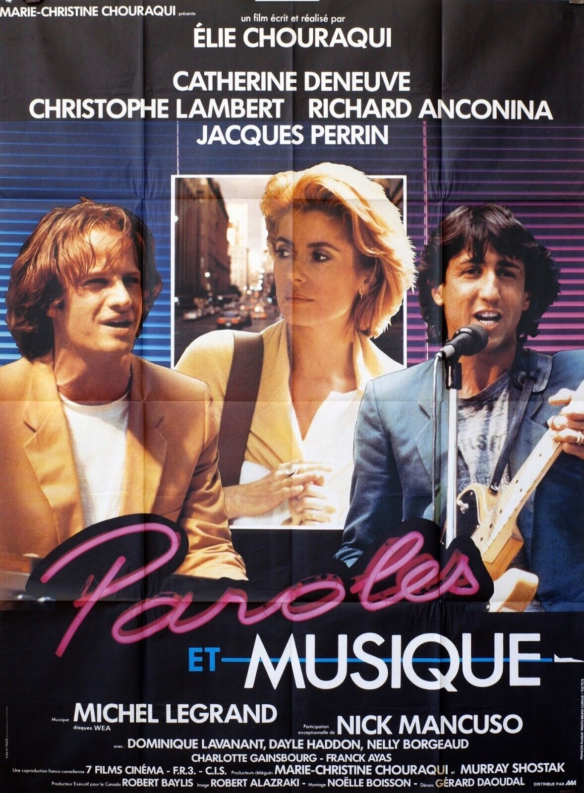 PAROLES ET MUSIQUE MOVIE POSTER ORIGINAL 120x160 CATHERINE DENEUVE