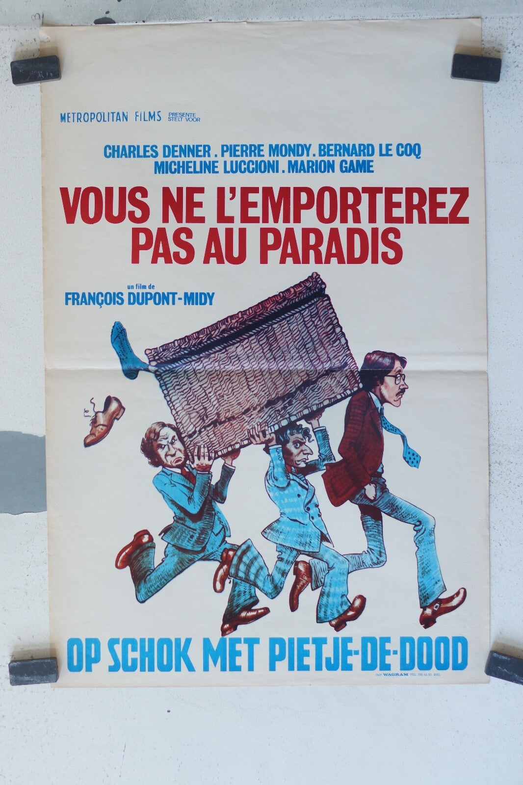 VOUS NE L’EMPORTEREZ PAS AU PARADIS ORIGINAL MOVIE POSTER 36x55 Charles Denner