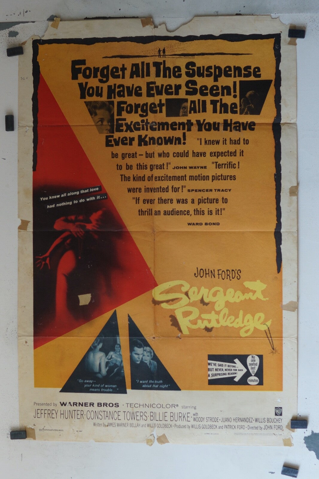 SERGEANT RUTLEDGE (1960) ORIGINAL MOVIE POSTER 70x100 JEFFREY HUNTER, CONSTANCE