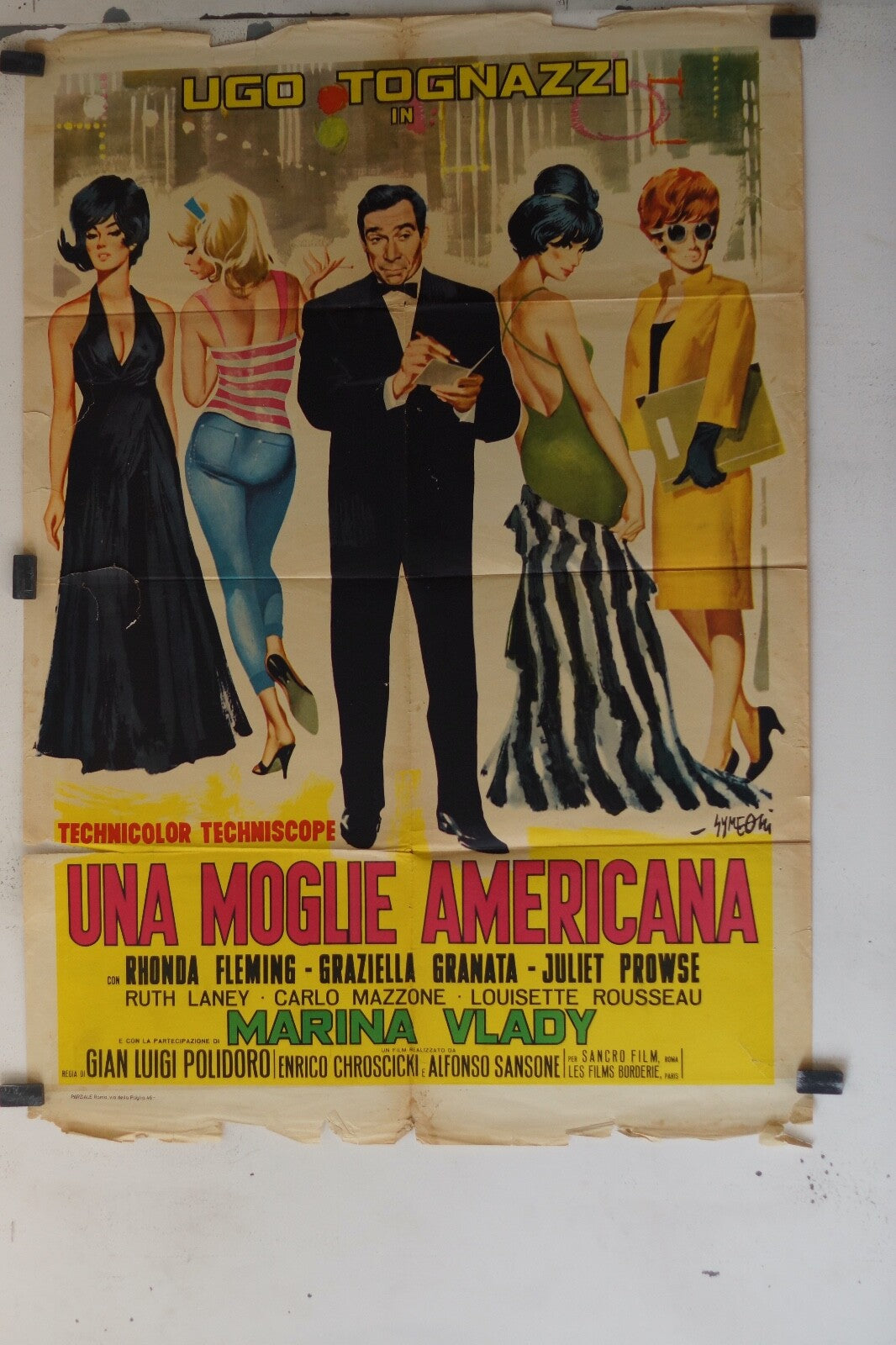 UNA MOGLIE AMERICANA, 1965 MOVIE POSTER ORIGINAL120x160 Rhonda Fleming, Marina