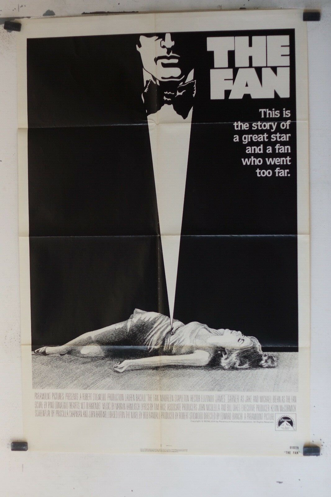 THE FAN MOVIE POSTER ORIGINAL 69x103, Edward Bianchi, Lauren Bacall