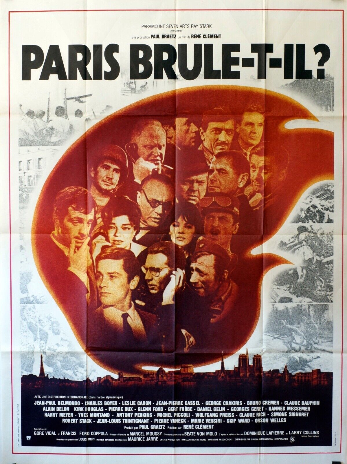 PARIS BRÛLE T-IL ? POSTER ORIGINAL (120X160) JEAN-PAUL BELMONDO