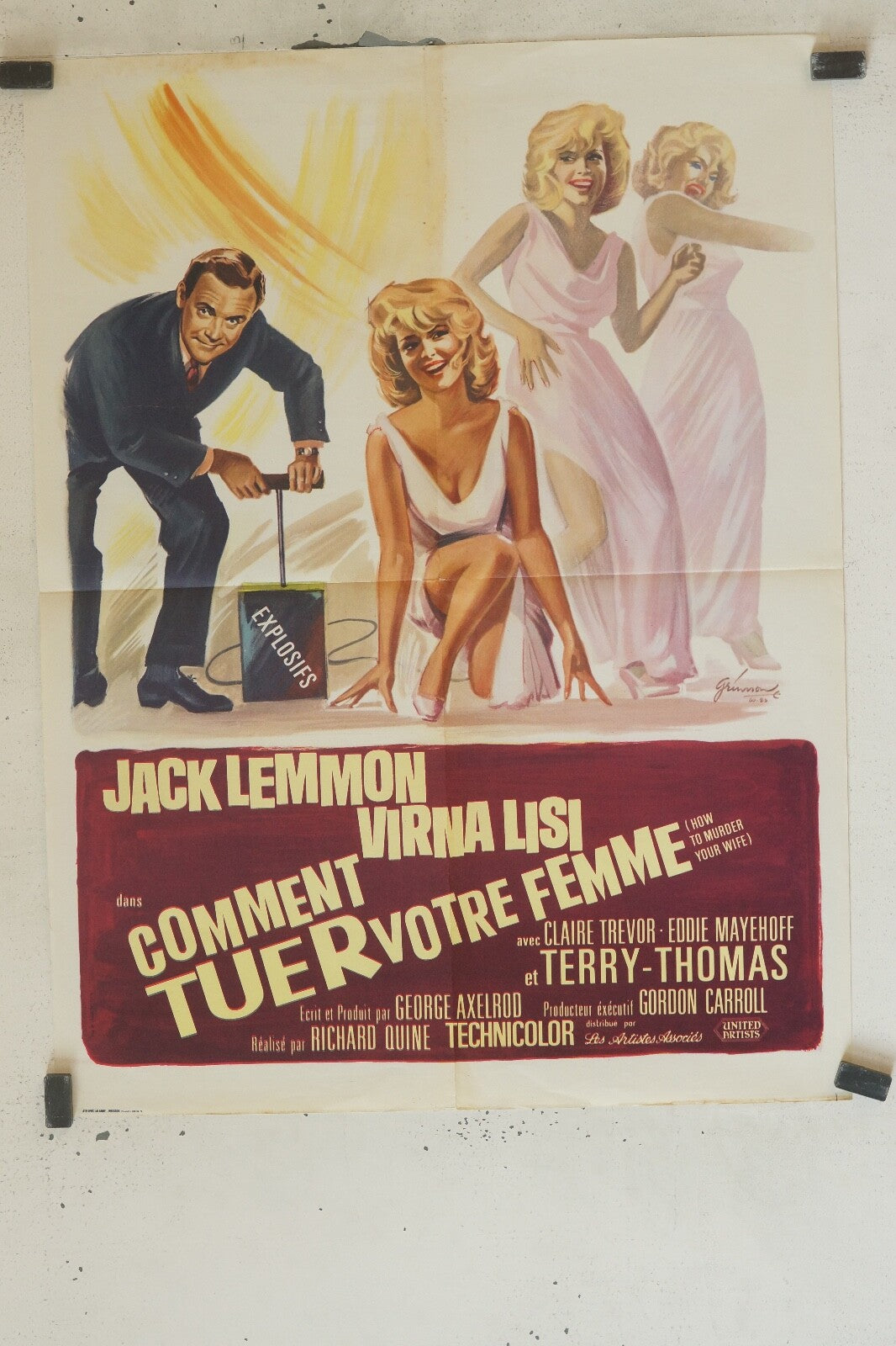 COMMENT TUER VOTRE FEMME POSTER ORIGINAL (60X80) JACK LEMMON -VIRNA LISI