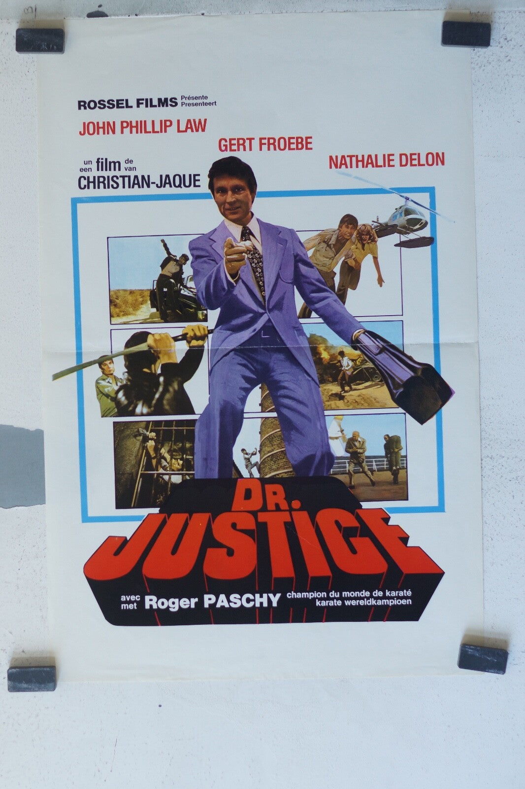 DR. JUSTICE MOVIE POSTER ORIGINAL 54x35 John Phillip Law , Nathalie Delon