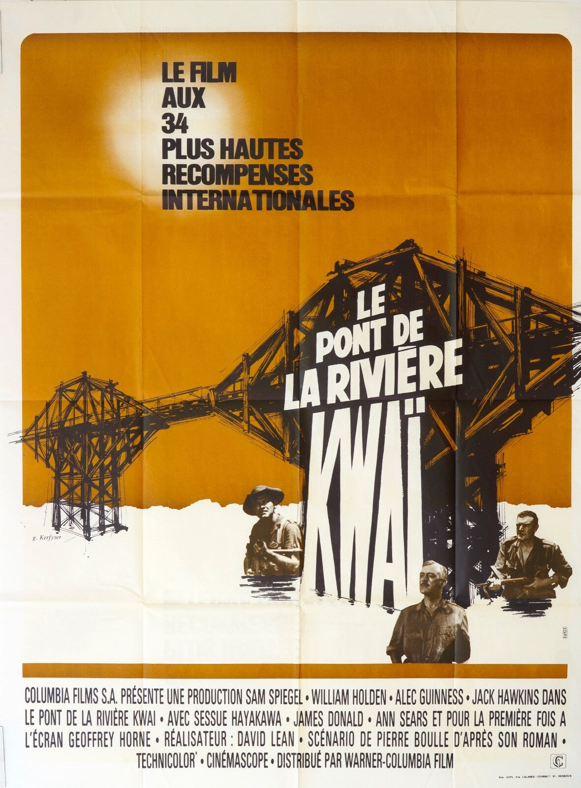 LE PONT DE LA RIVIÈRE KWAÏ ORIGINAL MOVIE POSTER 120X160 WILLIAM HOLDEN