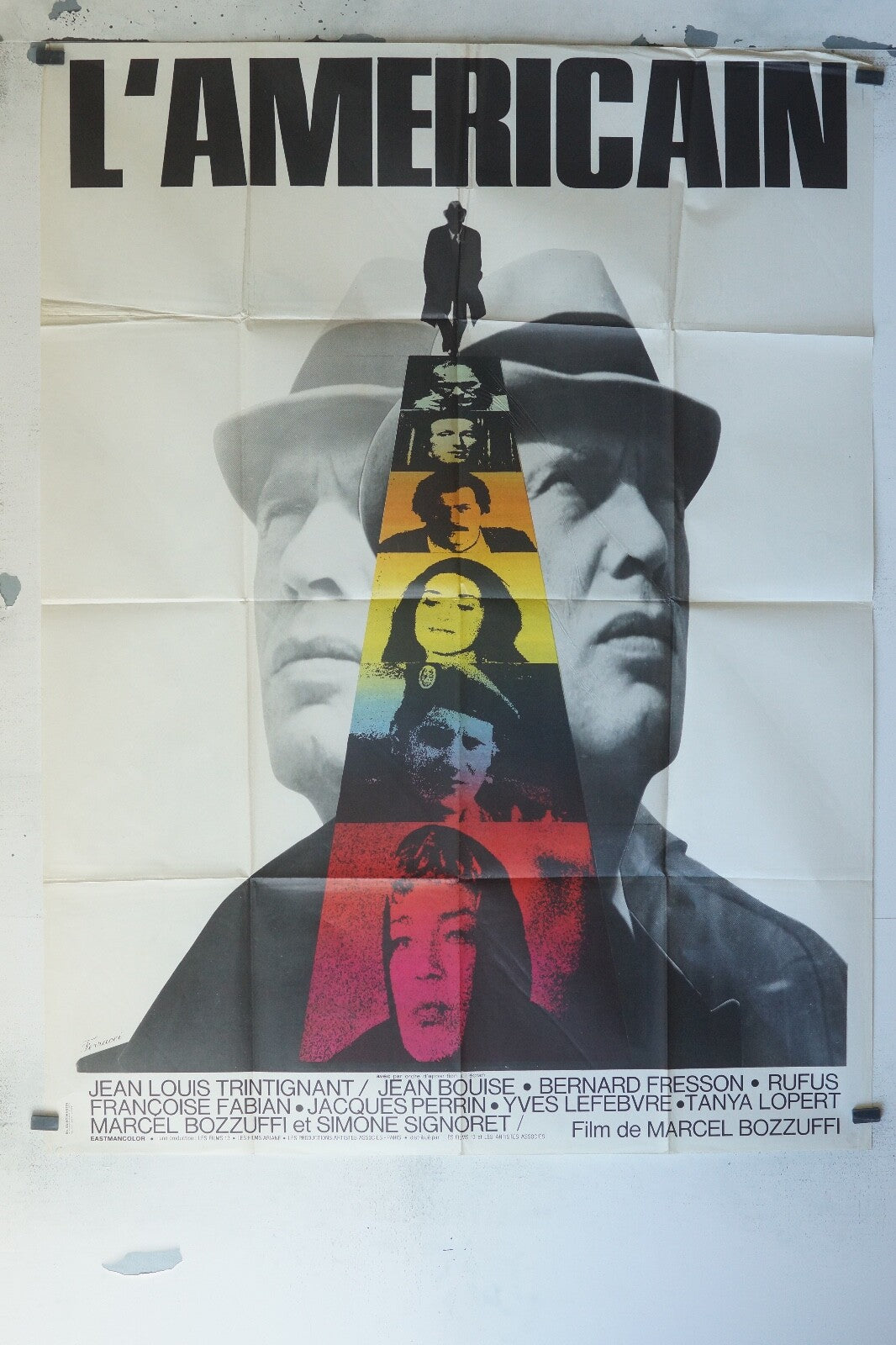 L’AMÉRICAIN MOVIE POSTER ORIGINAL 120x160 JEAN LOUIS TRINTIGNANT