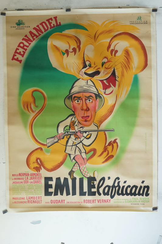 EMILE L'AFRICAIN, FERNANDEL, 120X160, AFFICHE ENTOILÉE