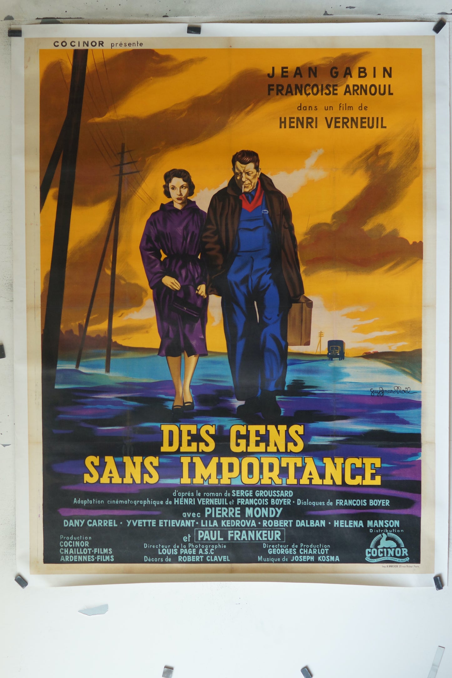 DES GENS SANS IMPORTANCE, JEAN GABIN, 120X160, AFFICHE ENTOILÉE