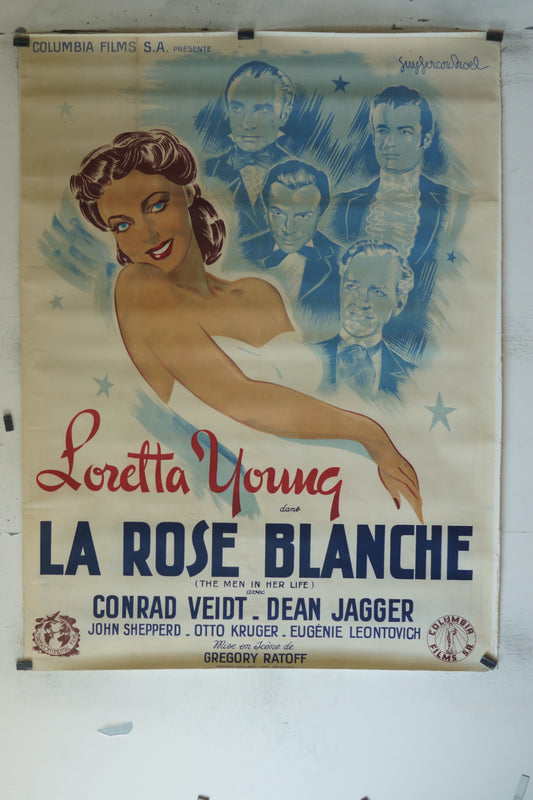 LA ROSE BLANCHE, LORETTA YOUNG, 120X160, AFFICHE ENTOILÉE